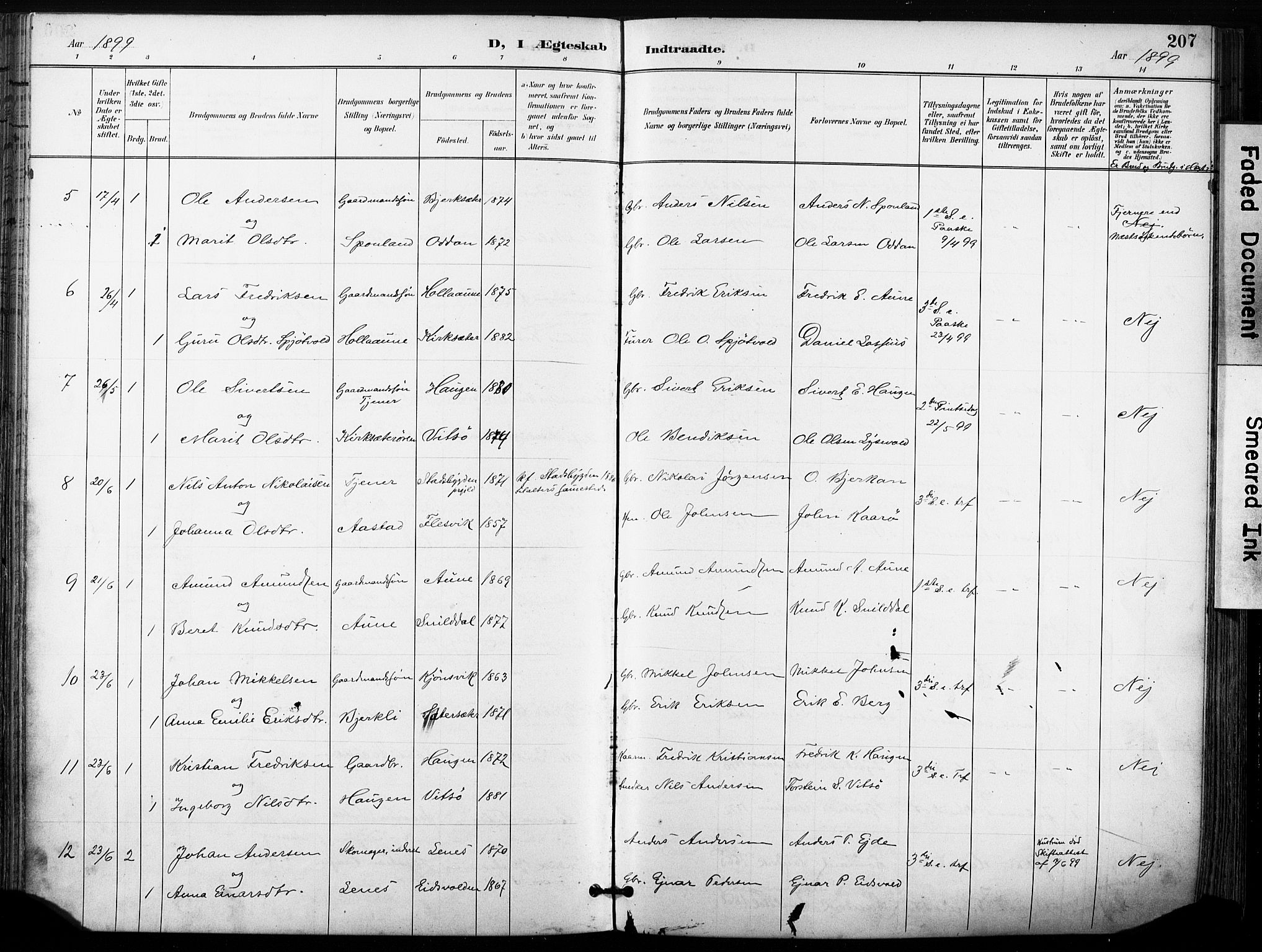 Ministerialprotokoller, klokkerbøker og fødselsregistre - Sør-Trøndelag, SAT/A-1456/630/L0497: Parish register (official) no. 630A10, 1896-1910, p. 207