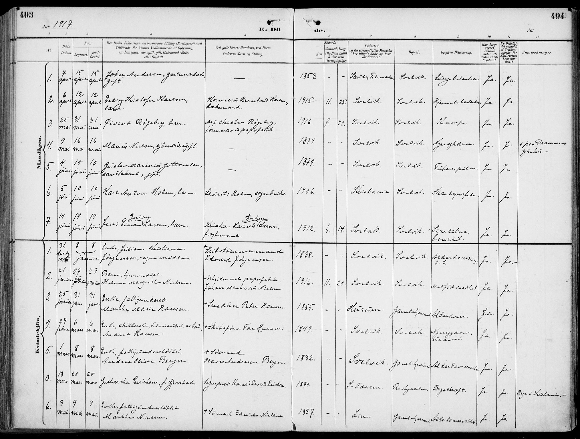 Strømm kirkebøker, AV/SAKO-A-322/F/Fb/L0002: Parish register (official) no. II 2, 1900-1919, p. 493-494