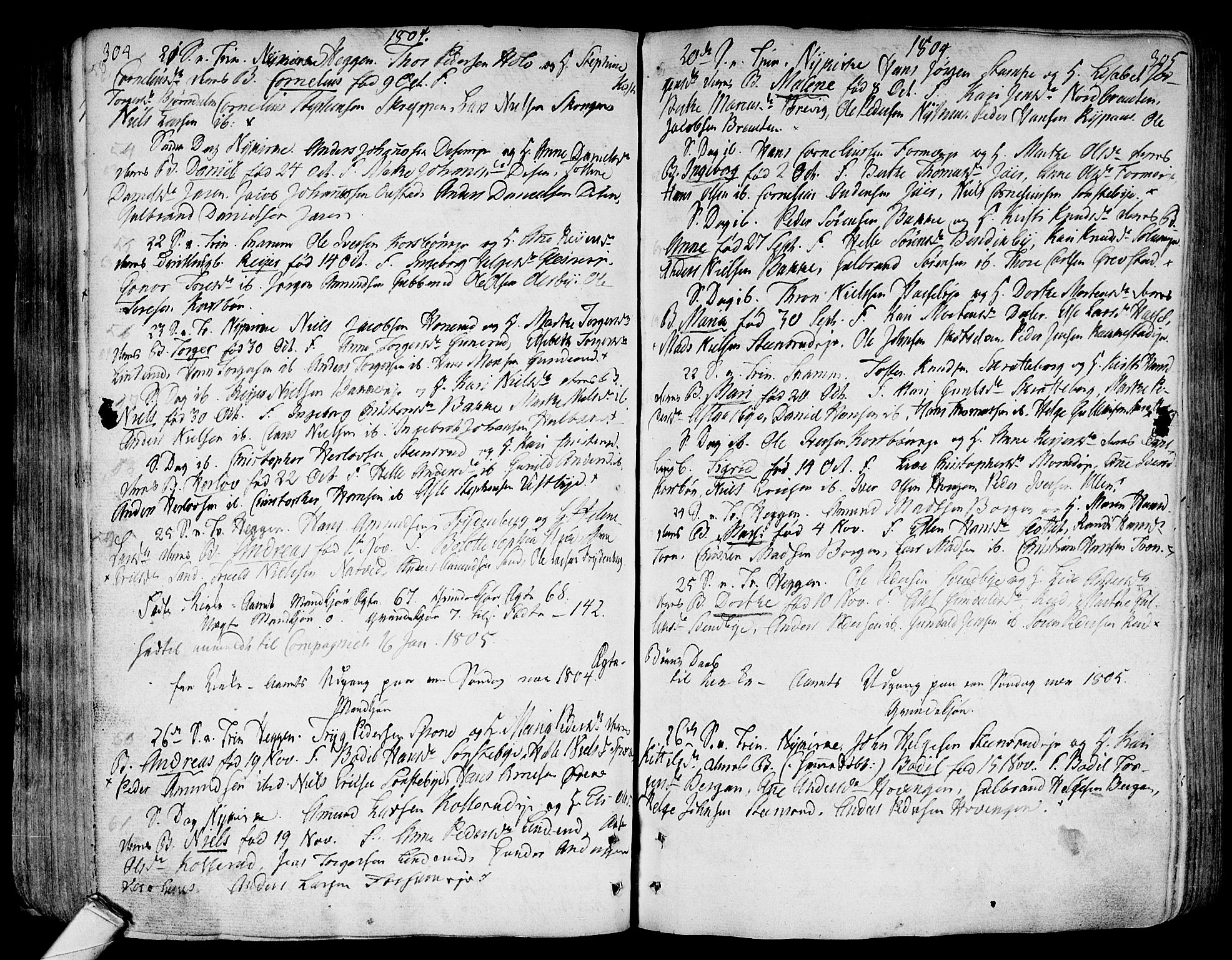 Modum kirkebøker, AV/SAKO-A-234/F/Fa/L0003: Parish register (official) no. 3, 1783-1819, p. 304-305