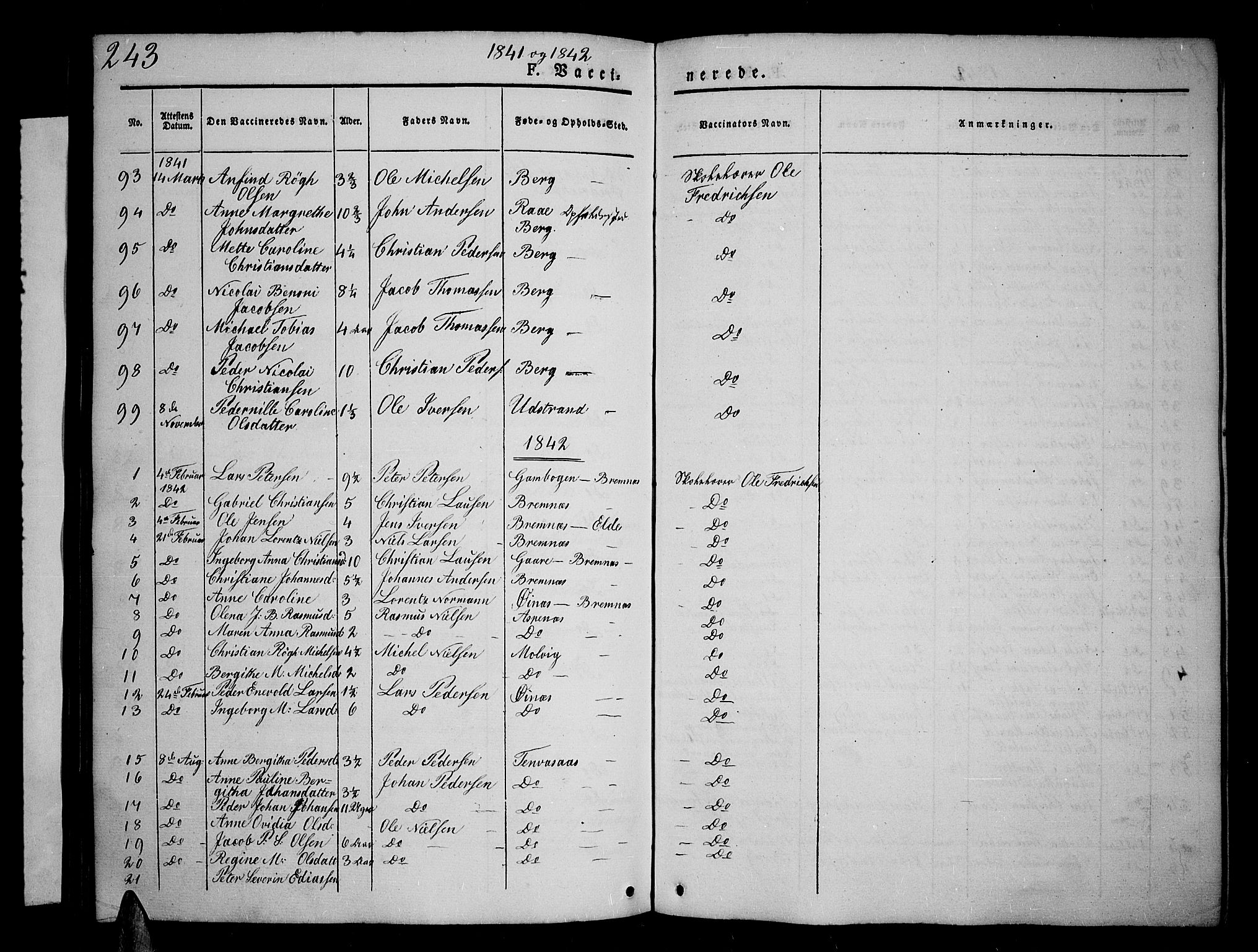 Kvæfjord sokneprestkontor, SATØ/S-1323/G/Ga/Gab/L0002klokker: Parish register (copy) no. 2, 1841-1855, p. 243