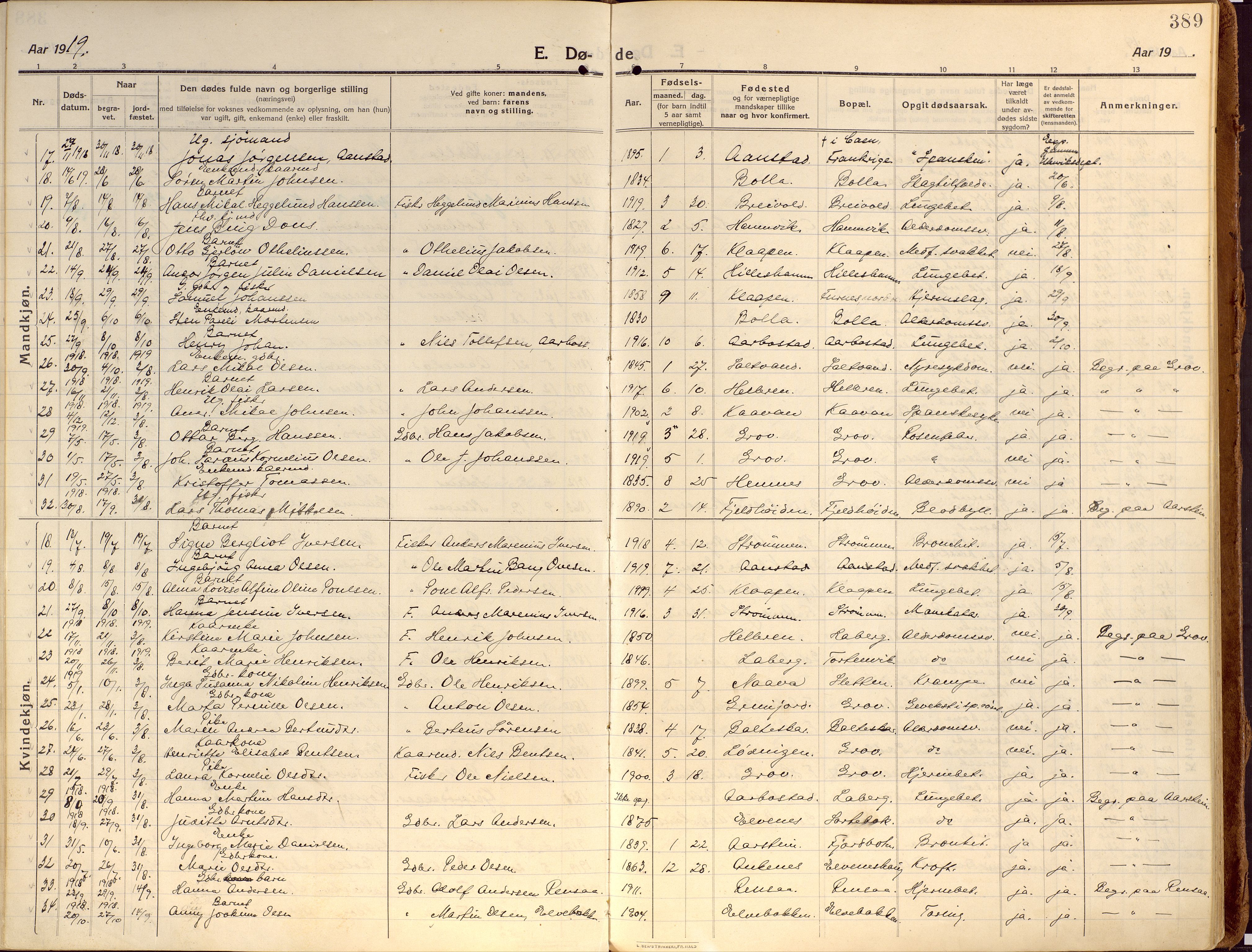 Ibestad sokneprestembete, SATØ/S-0077/H/Ha/Haa/L0018kirke: Parish register (official) no. 18, 1915-1929, p. 389