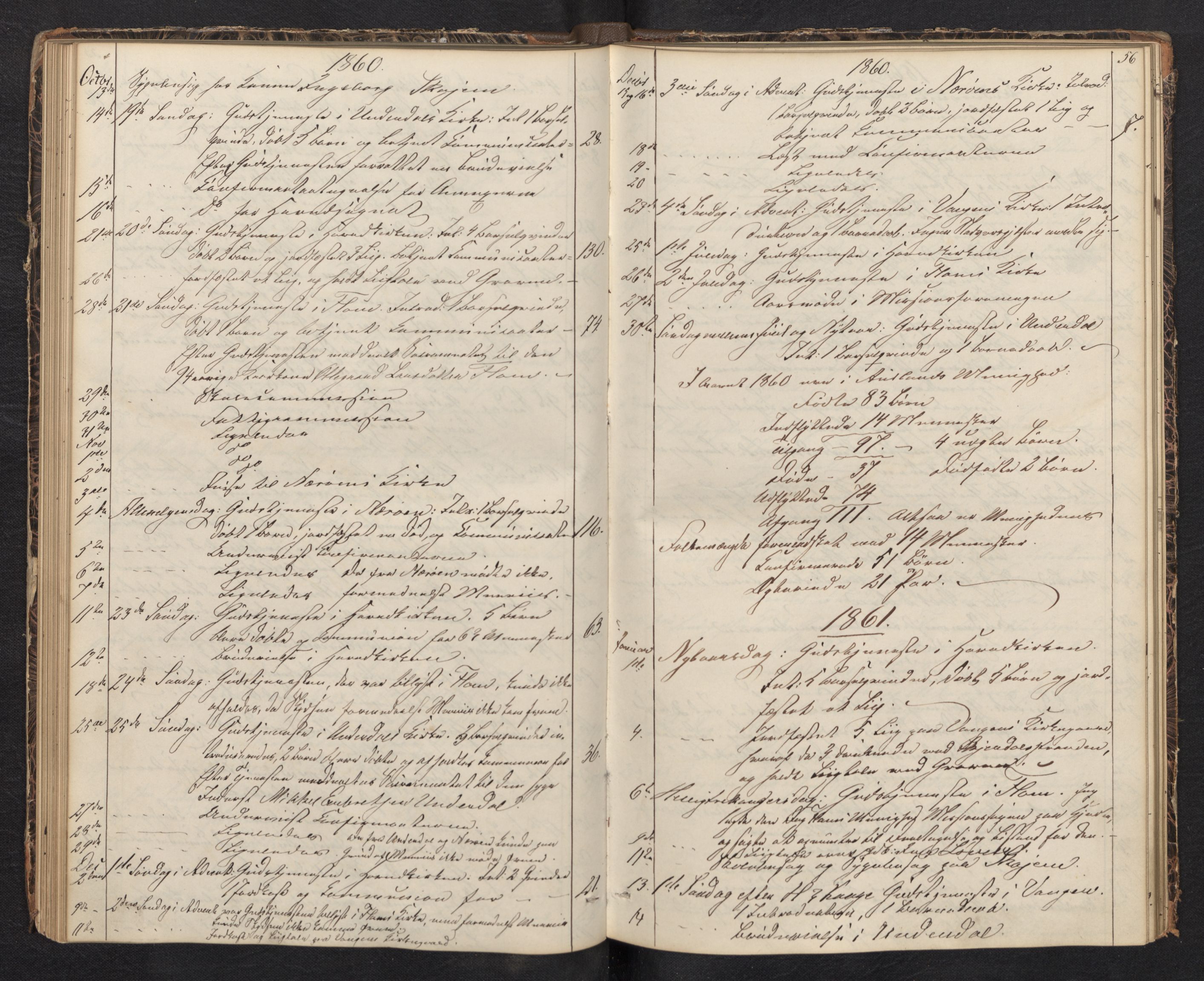 Aurland sokneprestembete, SAB/A-99937/H/Ha/Haf: Diary records no. F 0, 1844-1876, p. 55b-56a