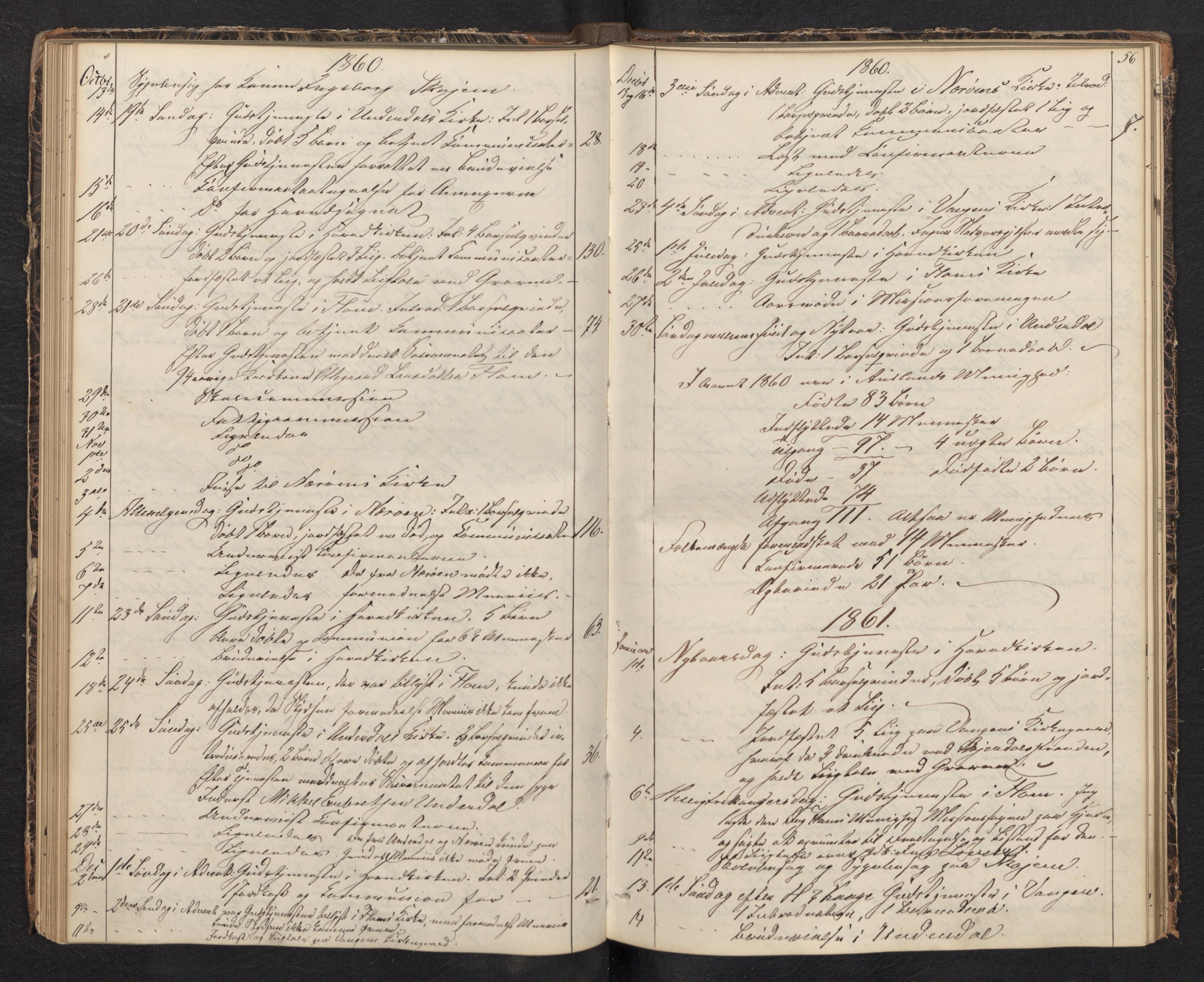 Aurland sokneprestembete, AV/SAB-A-99937/H/Ha/Haf: Diary records no. F 0, 1844-1876, p. 55b-56a