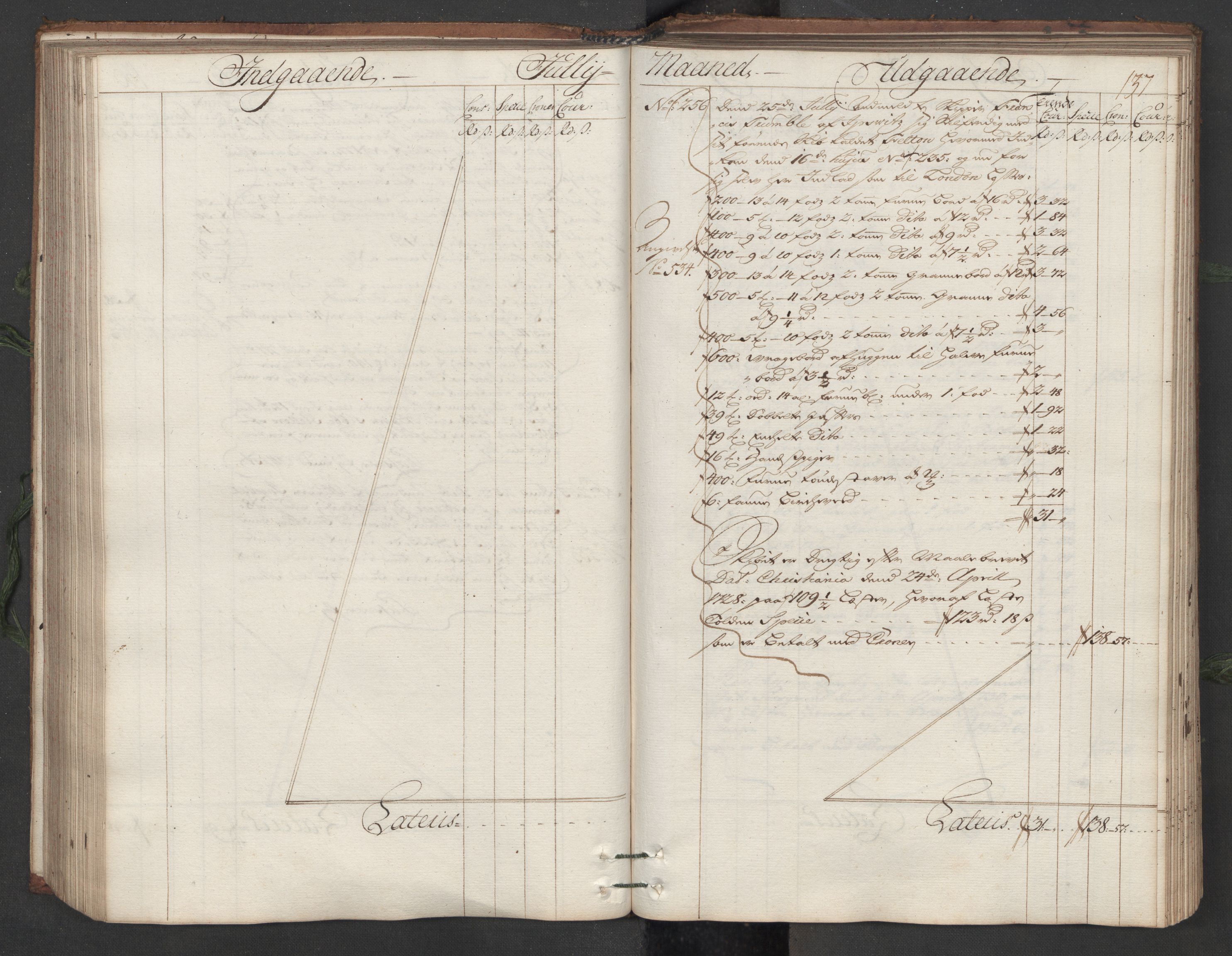 Generaltollkammeret, tollregnskaper, AV/RA-EA-5490/R12/L0007/0001: Tollregnskaper Langesund / Hovedtollbok, 1731, p. 136b-137a