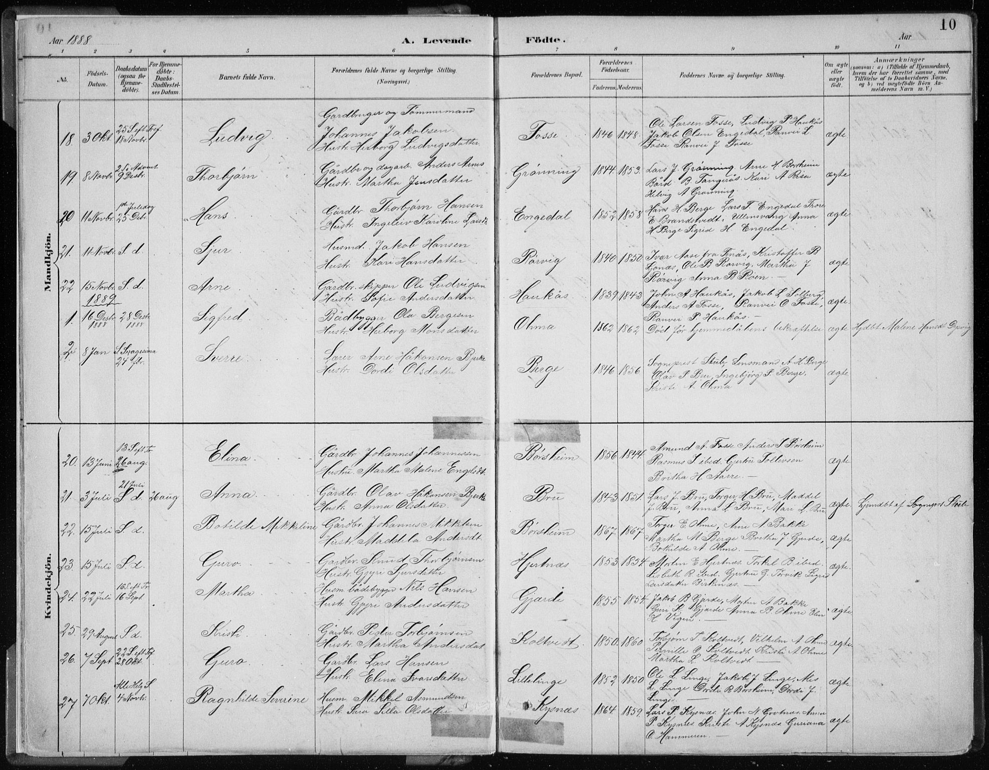 Strandebarm sokneprestembete, AV/SAB-A-78401/H/Haa: Parish register (official) no. B  1, 1886-1908, p. 10