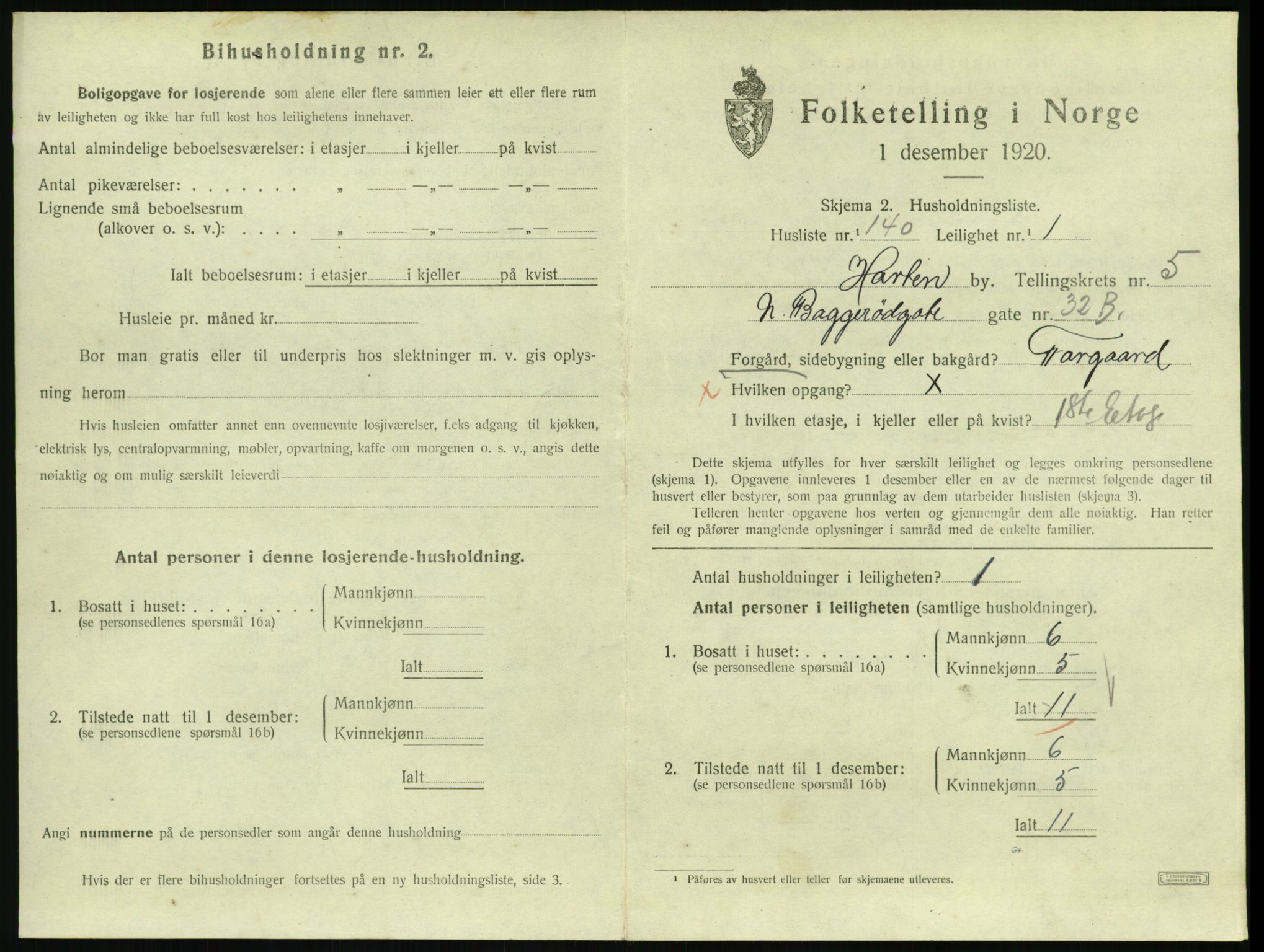 SAKO, 1920 census for Horten, 1920, p. 6145