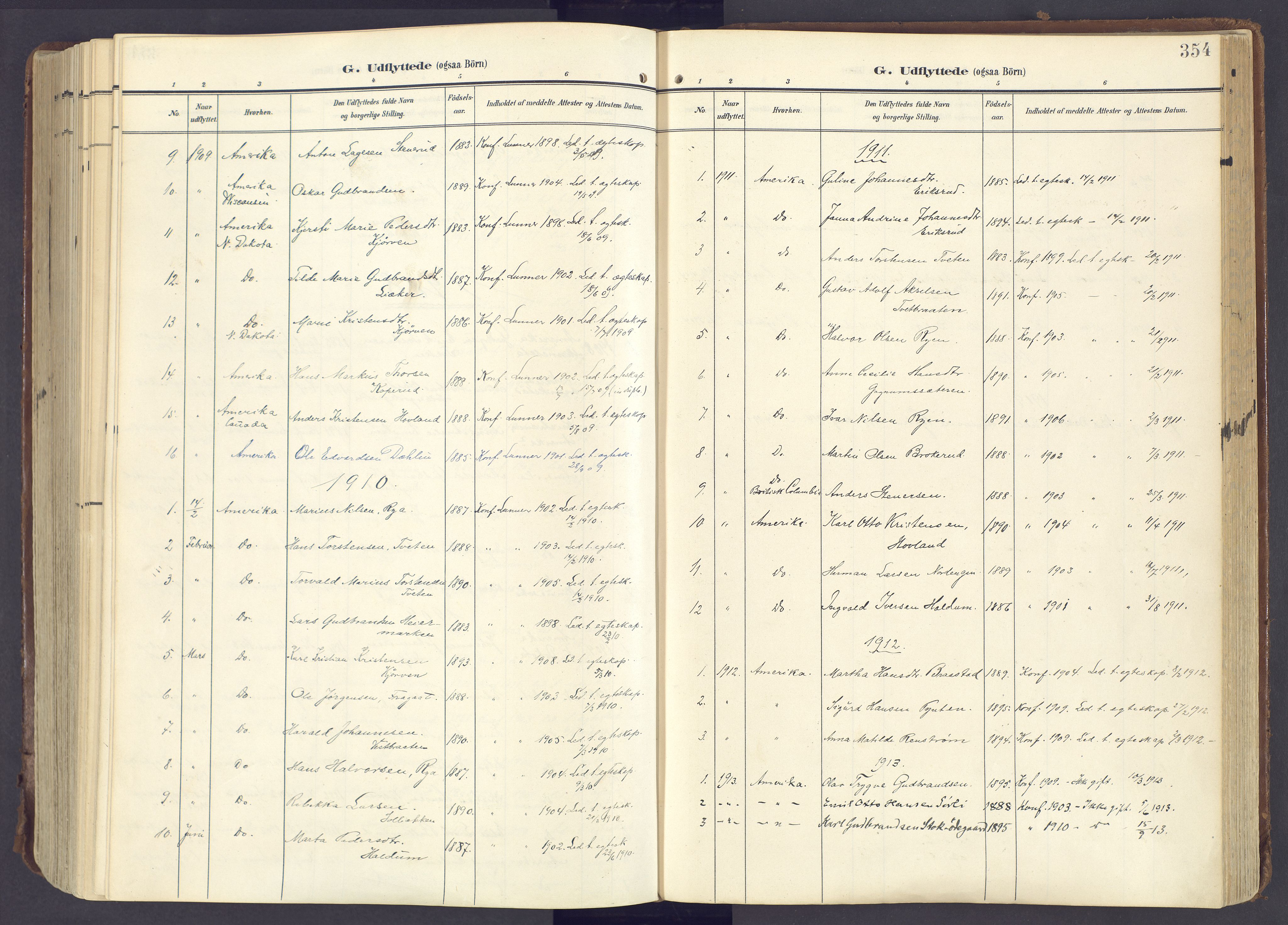 Lunner prestekontor, SAH/PREST-118/H/Ha/Haa/L0001: Parish register (official) no. 1, 1907-1922, p. 354
