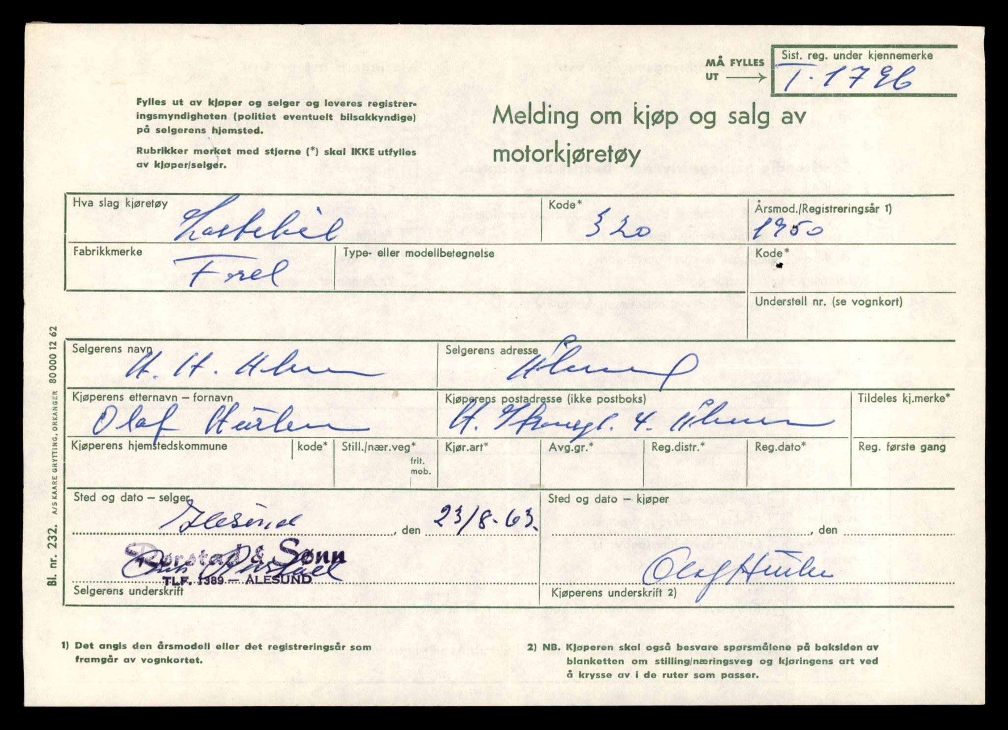 Møre og Romsdal vegkontor - Ålesund trafikkstasjon, AV/SAT-A-4099/F/Fe/L0034: Registreringskort for kjøretøy T 12500 - T 12652, 1927-1998, p. 1308