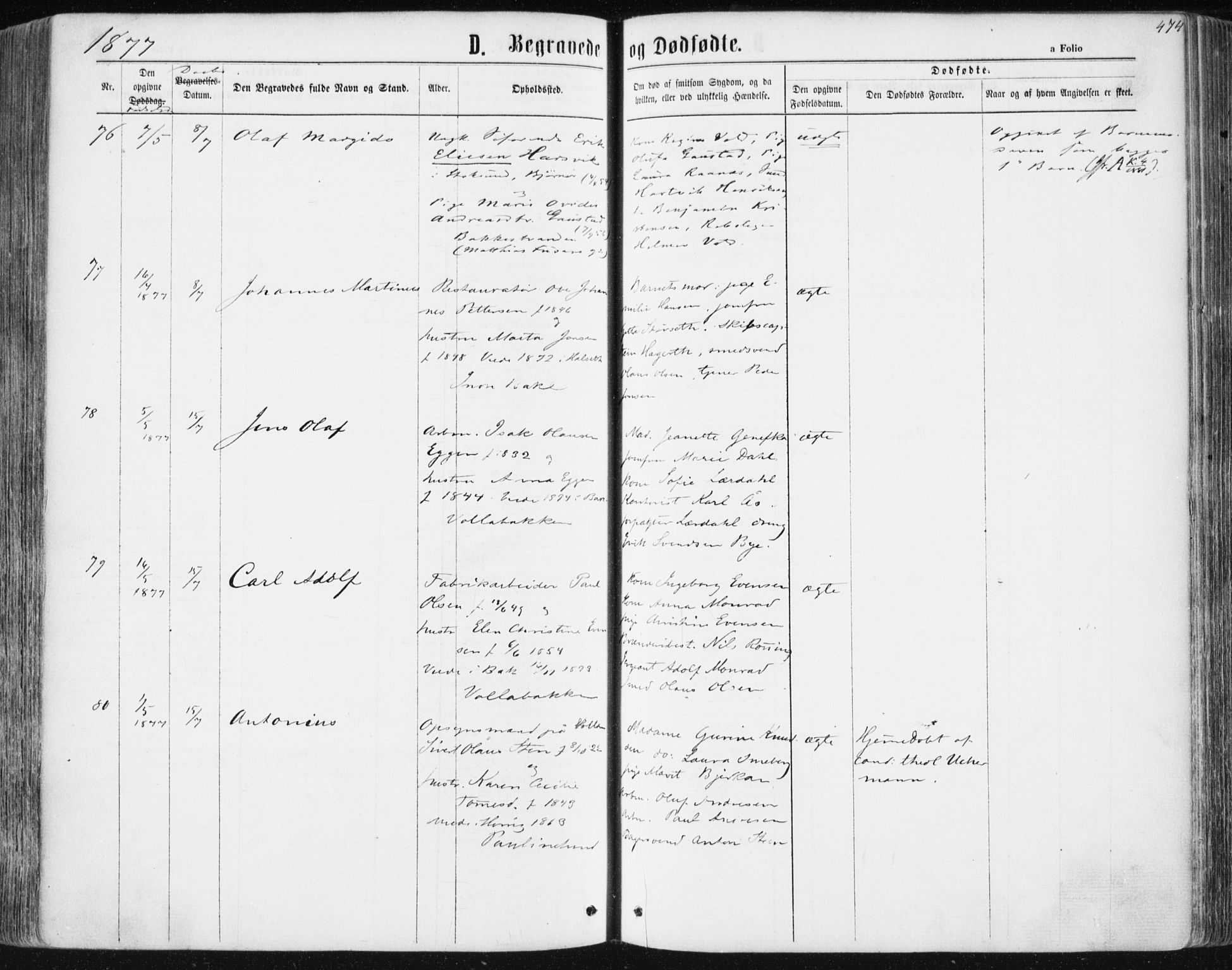 Ministerialprotokoller, klokkerbøker og fødselsregistre - Sør-Trøndelag, SAT/A-1456/604/L0186: Parish register (official) no. 604A07, 1866-1877, p. 474
