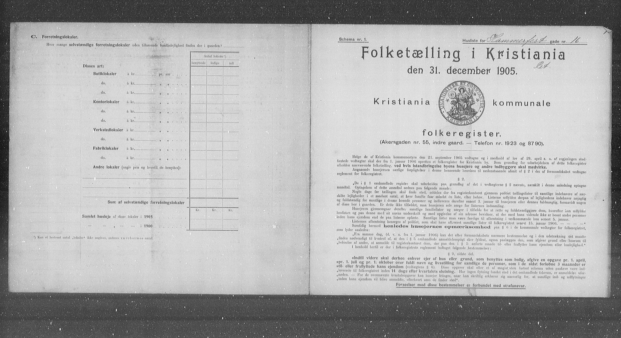 OBA, Municipal Census 1905 for Kristiania, 1905, p. 17748