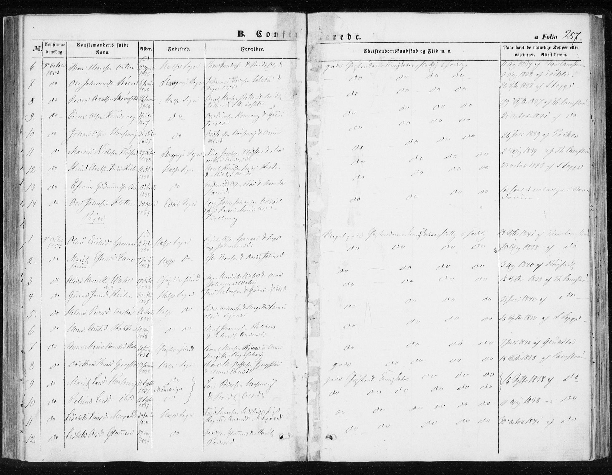 Ministerialprotokoller, klokkerbøker og fødselsregistre - Møre og Romsdal, SAT/A-1454/576/L0883: Parish register (official) no. 576A01, 1849-1865, p. 257