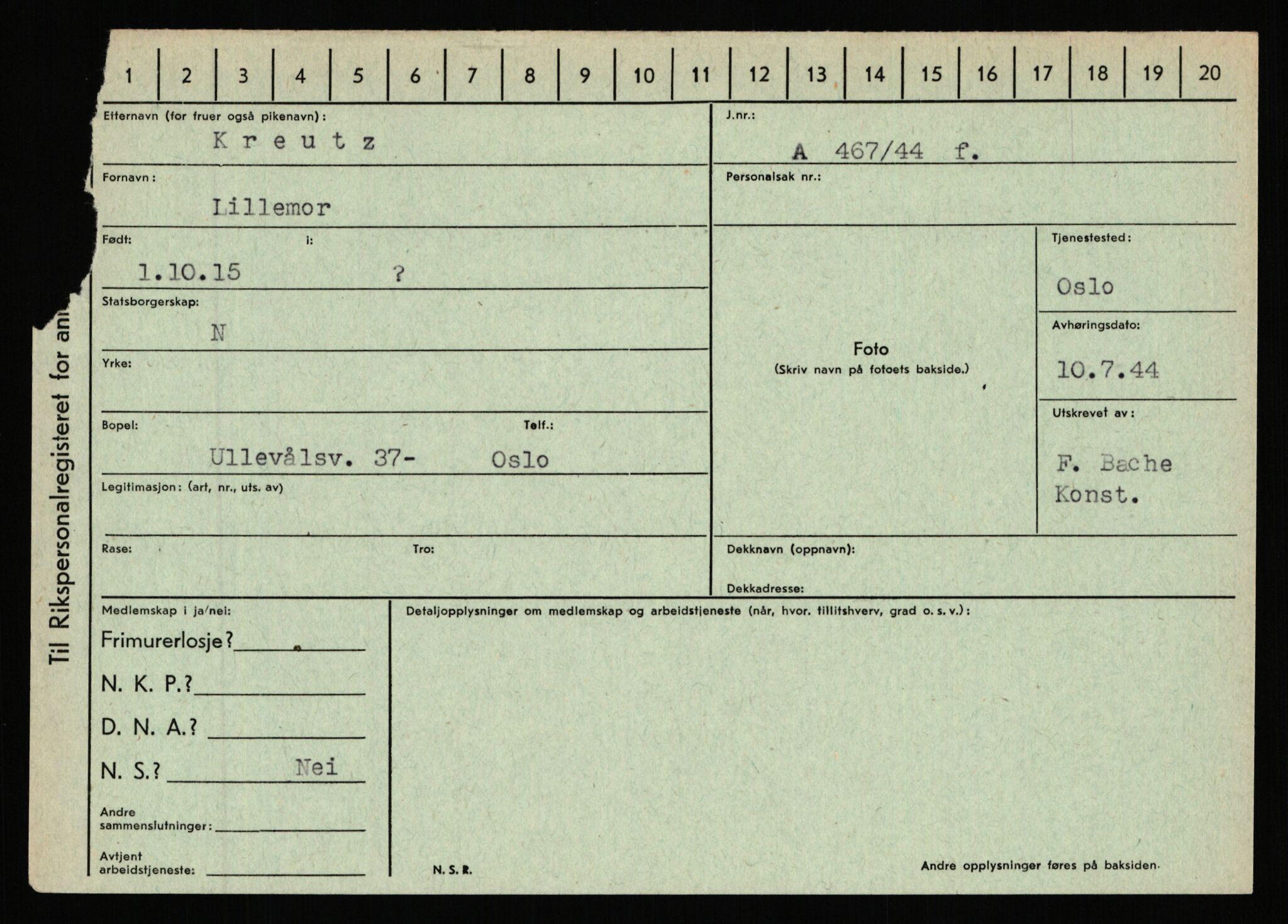 Statspolitiet - Hovedkontoret / Osloavdelingen, AV/RA-S-1329/C/Ca/L0009: Knutsen - Limstrand, 1943-1945, p. 916