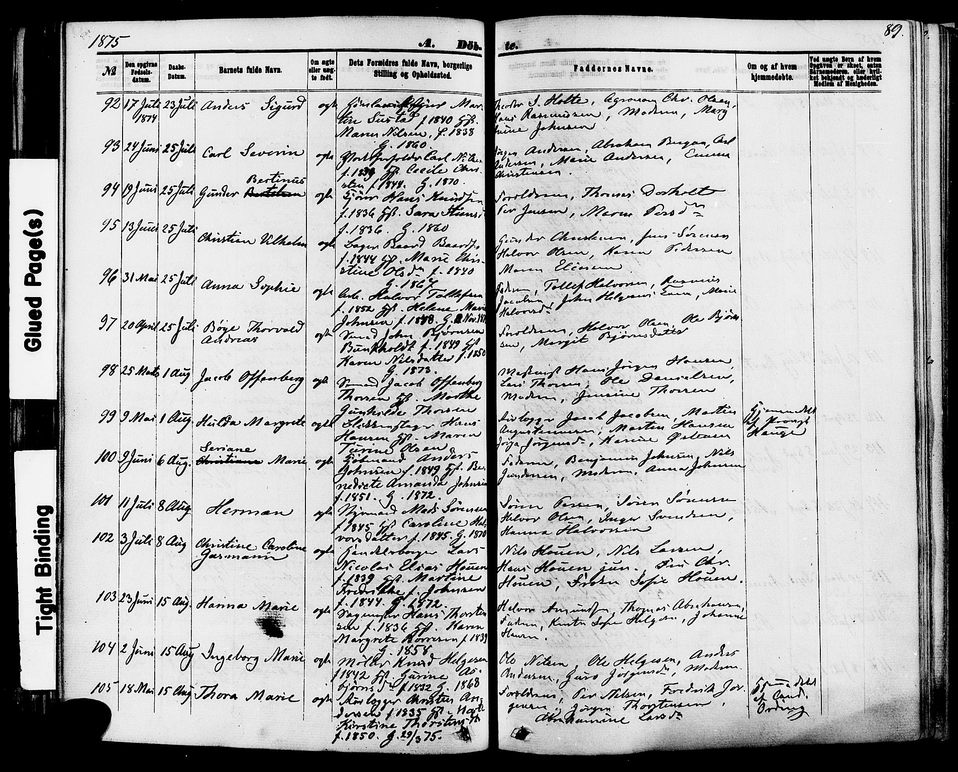 Skien kirkebøker, AV/SAKO-A-302/F/Fa/L0008: Parish register (official) no. 8, 1866-1877, p. 89