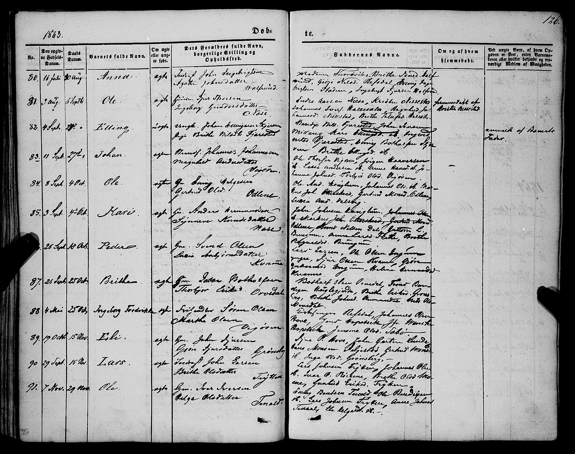 Vik sokneprestembete, AV/SAB-A-81501/H/Haa/Haaa/L0008: Parish register (official) no. A 8, 1846-1865, p. 126