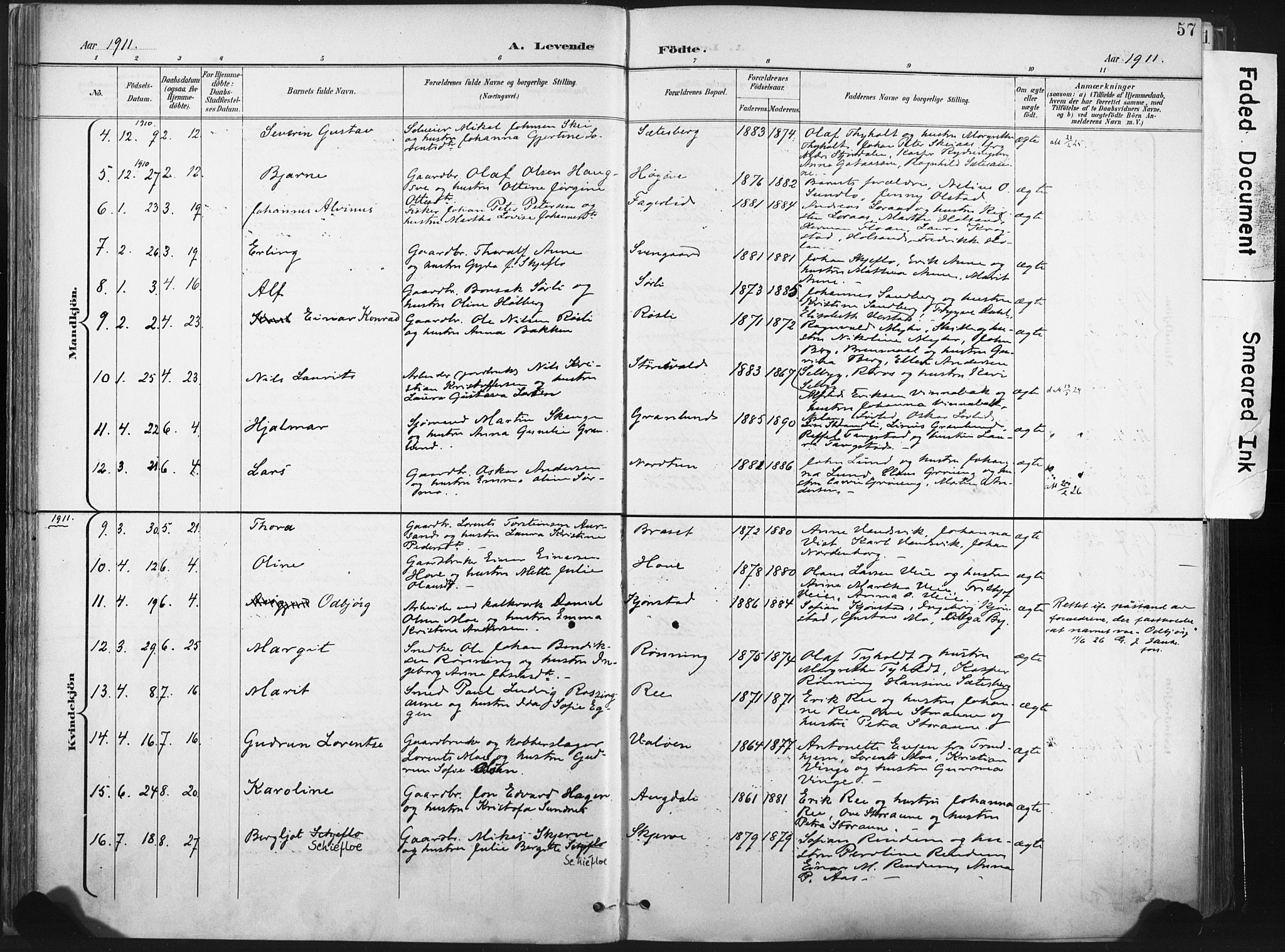 Ministerialprotokoller, klokkerbøker og fødselsregistre - Nord-Trøndelag, SAT/A-1458/717/L0162: Parish register (official) no. 717A12, 1898-1923, p. 57