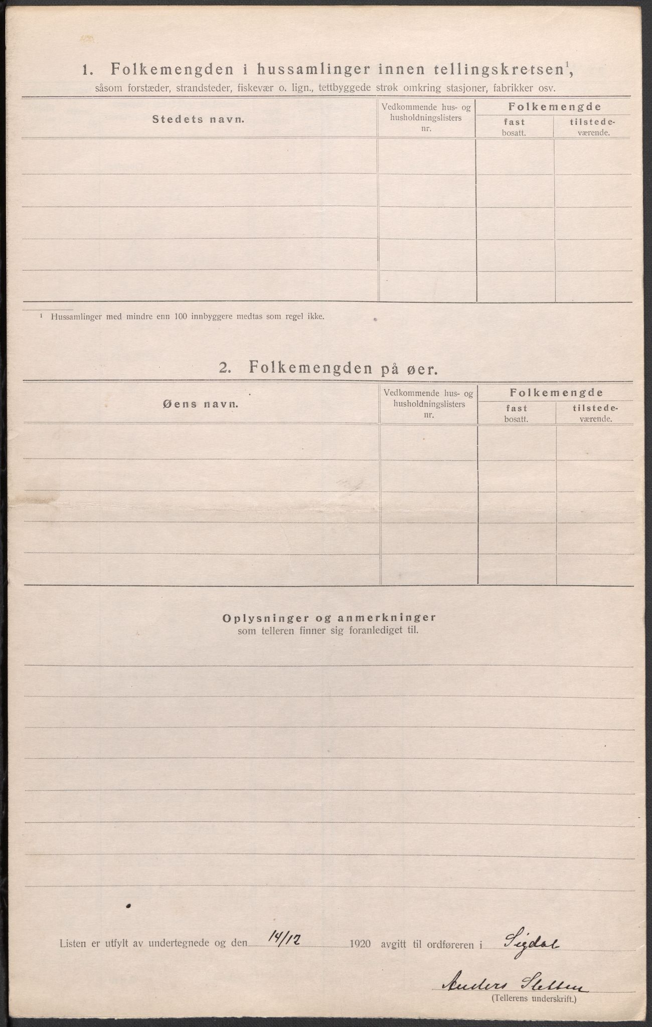 SAKO, 1920 census for Sigdal, 1920, p. 44