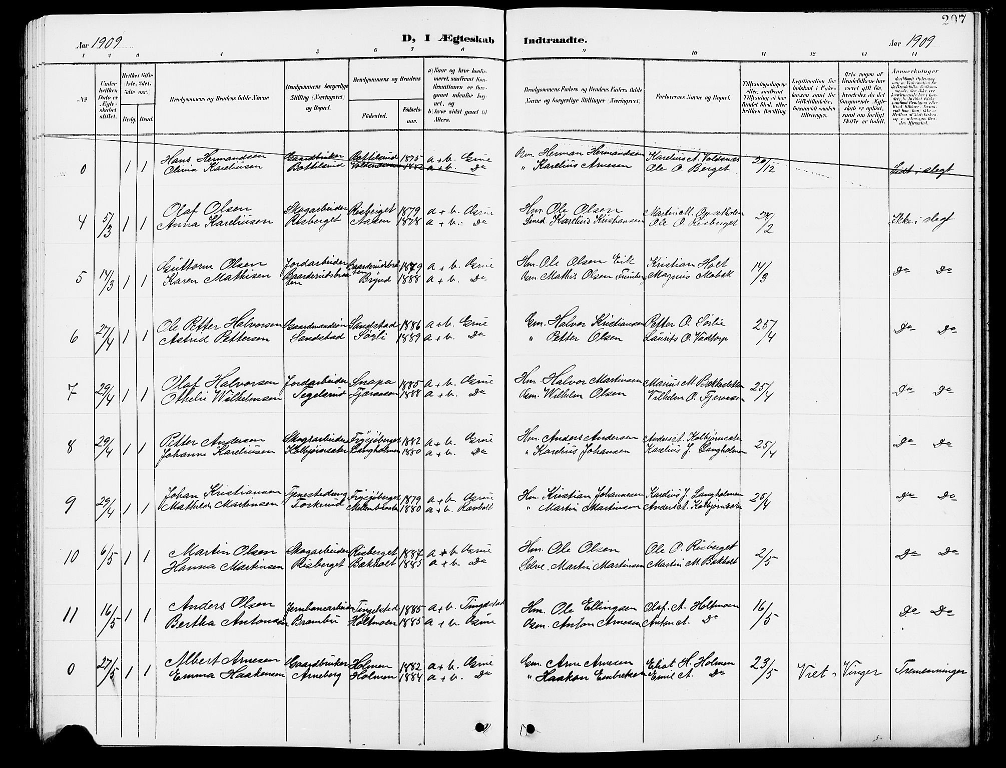 Grue prestekontor, AV/SAH-PREST-036/H/Ha/Hab/L0005: Parish register (copy) no. 5, 1900-1909, p. 207