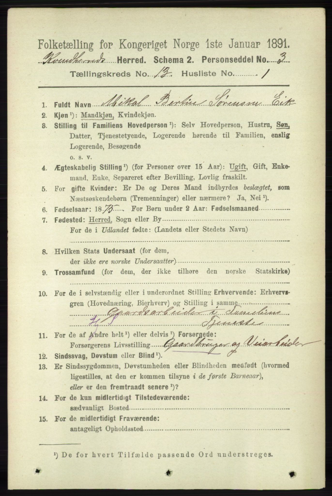 RA, 1891 census for 1224 Kvinnherad, 1891, p. 4270