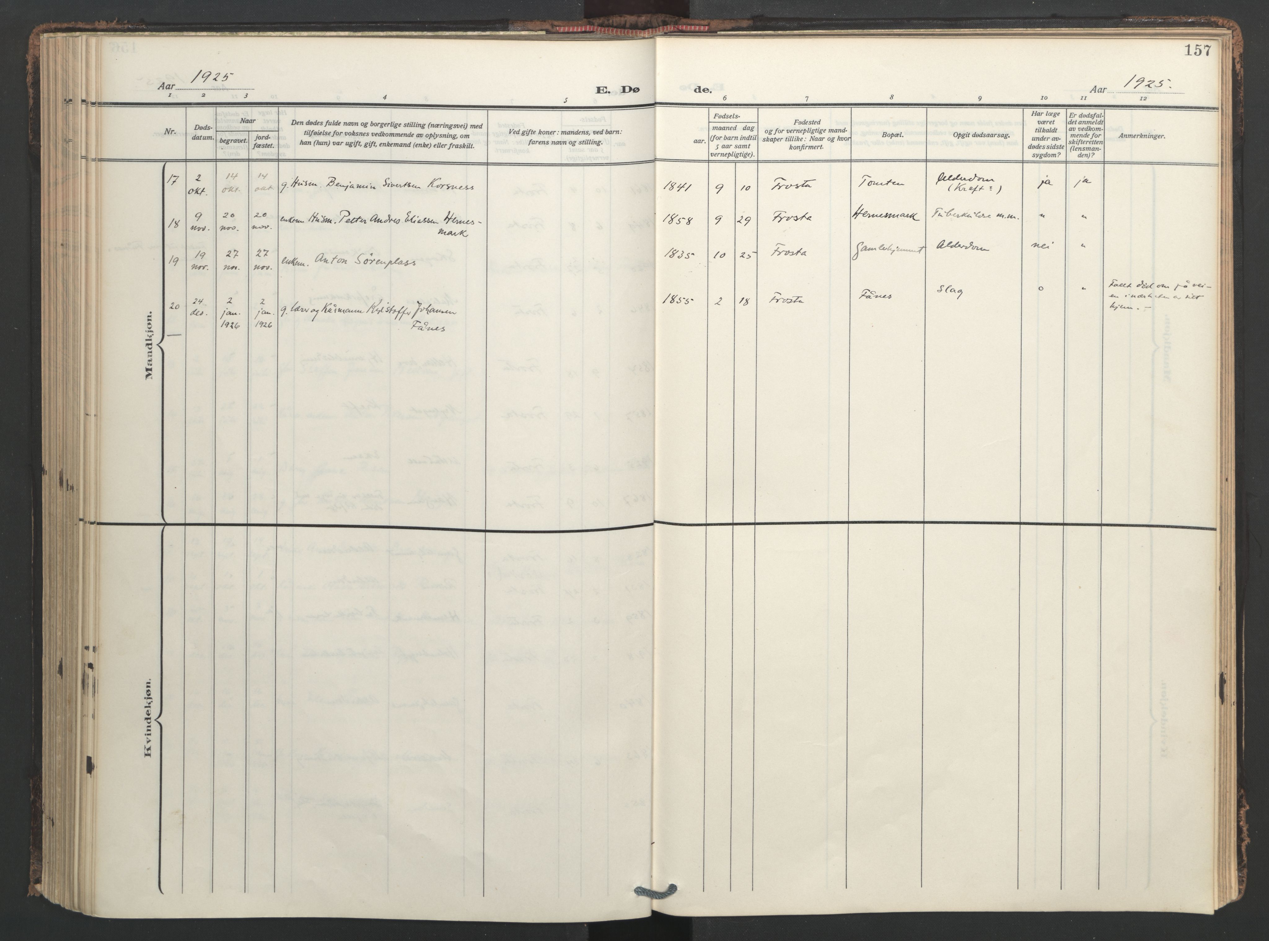 Ministerialprotokoller, klokkerbøker og fødselsregistre - Nord-Trøndelag, AV/SAT-A-1458/713/L0123: Parish register (official) no. 713A12, 1911-1925, p. 157