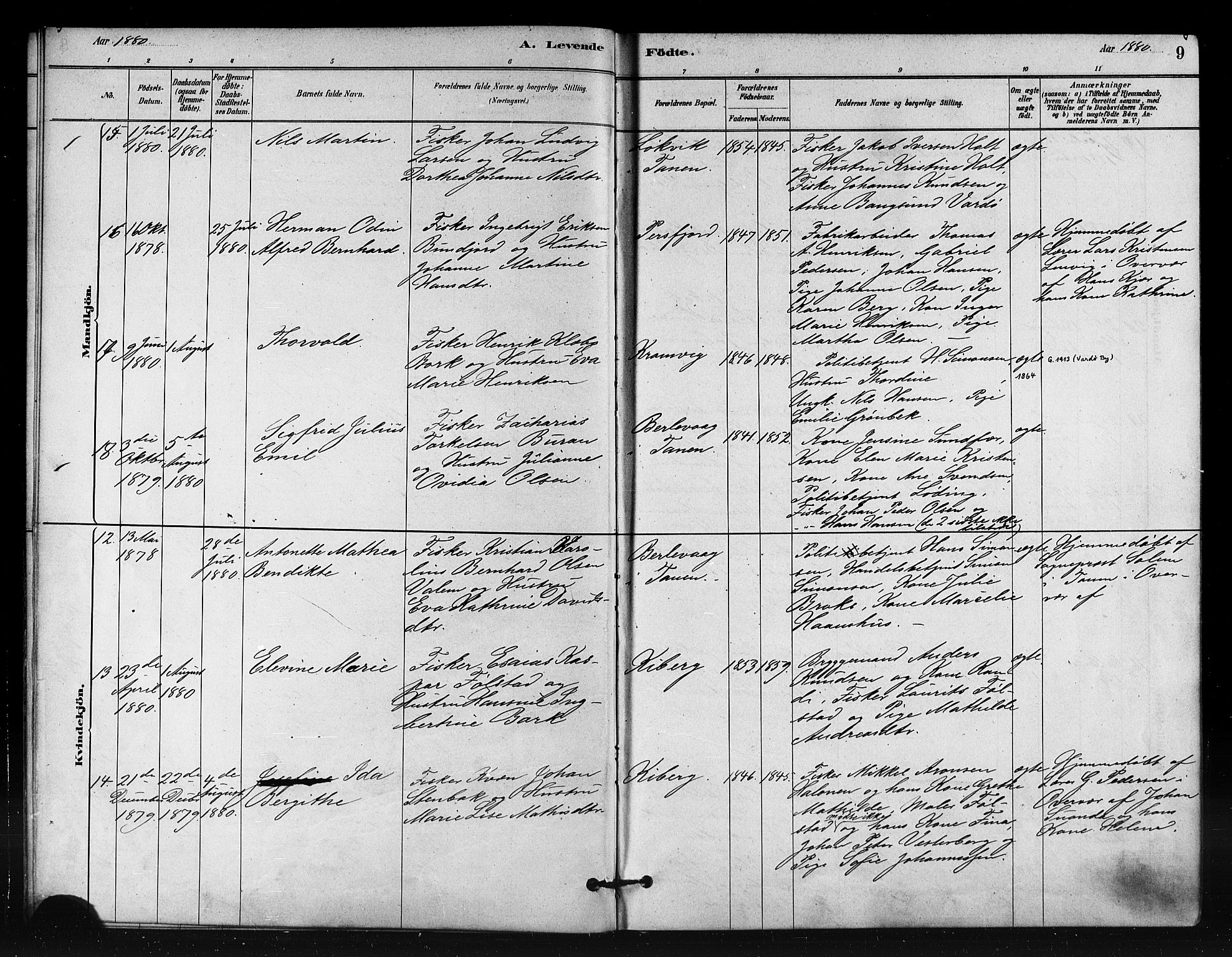 Vardø sokneprestkontor, AV/SATØ-S-1332/H/Ha/L0008kirke: Parish register (official) no. 8, 1879-1887, p. 9