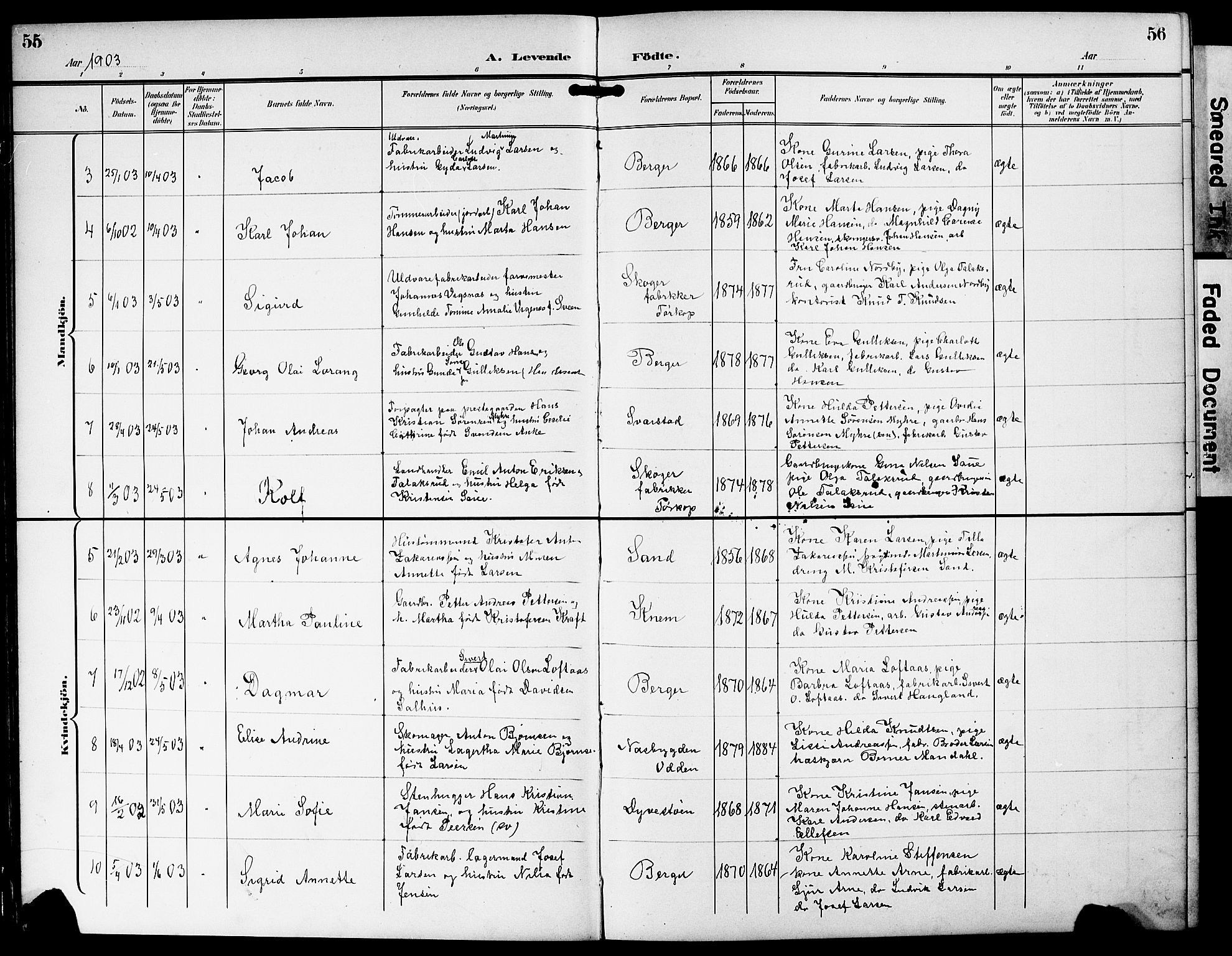 Strømm kirkebøker, AV/SAKO-A-322/G/Ga/L0004: Parish register (copy) no. I 4, 1897-1927, p. 55-56