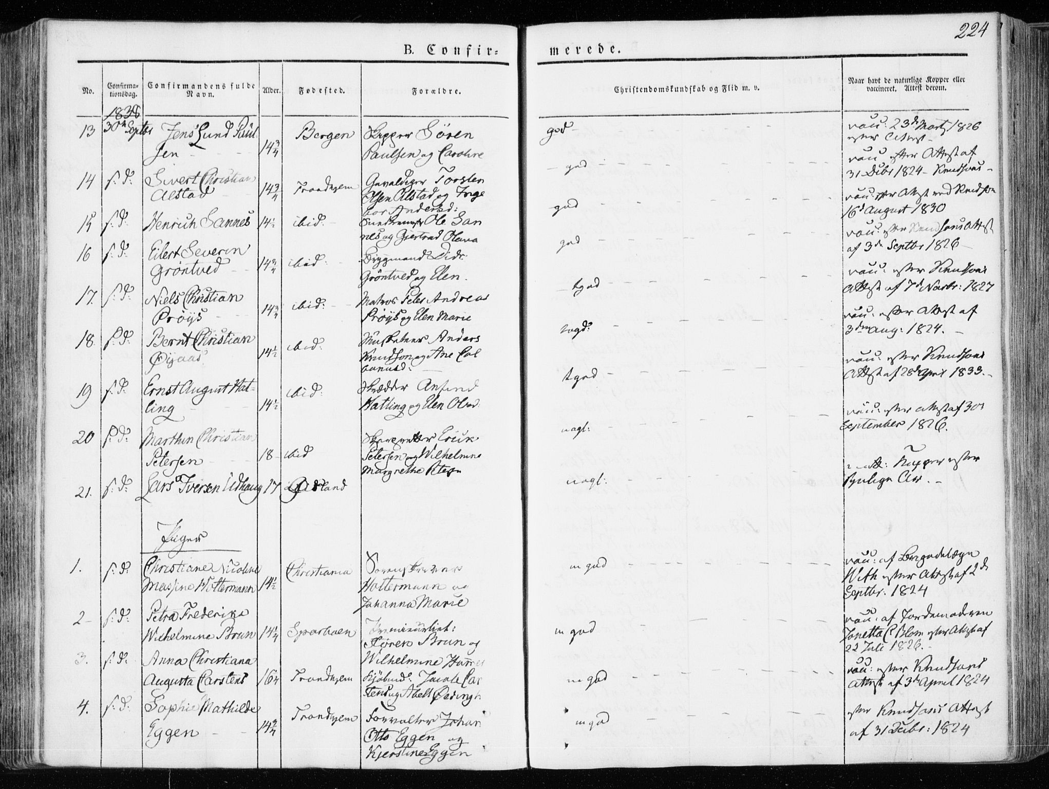 Ministerialprotokoller, klokkerbøker og fødselsregistre - Sør-Trøndelag, AV/SAT-A-1456/601/L0047: Parish register (official) no. 601A15, 1831-1839, p. 224