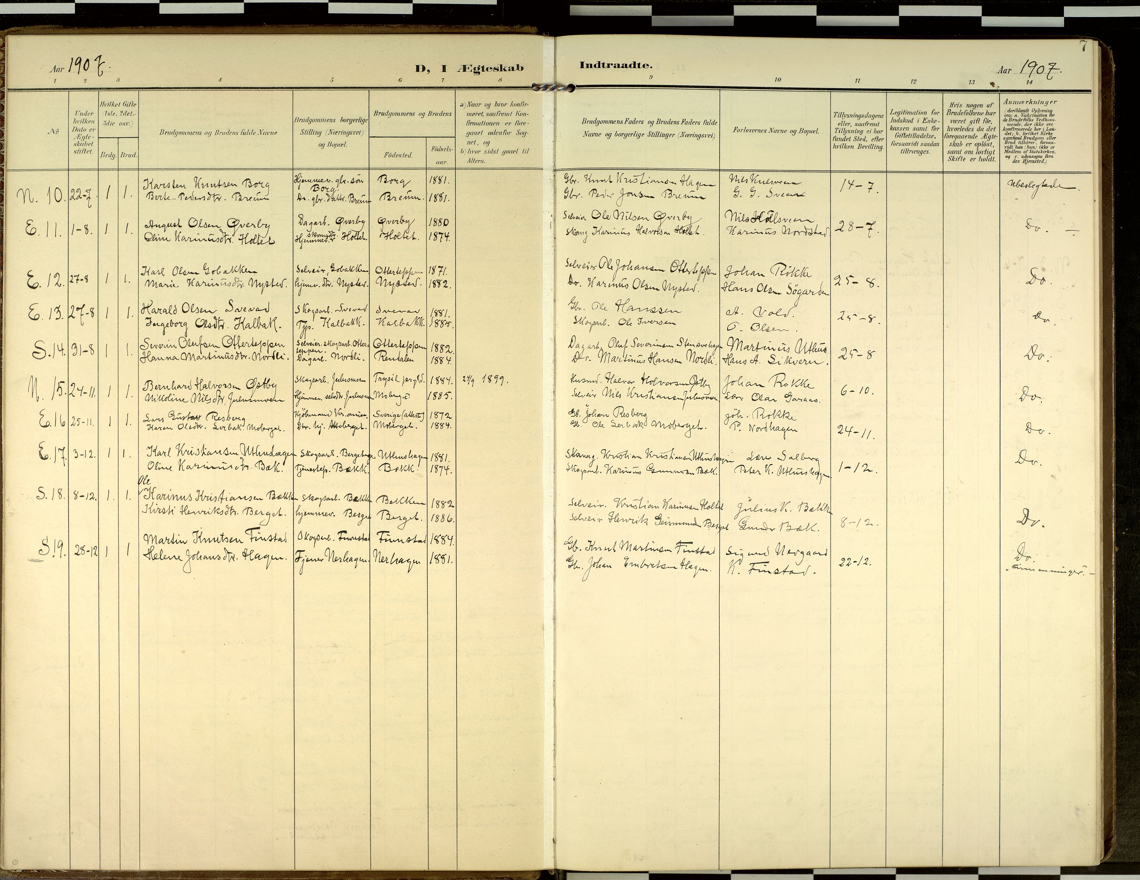 Elverum prestekontor, AV/SAH-PREST-044/H/Ha/Haa/L0019: Parish register (official) no. 19, 1903-1926, p. 7