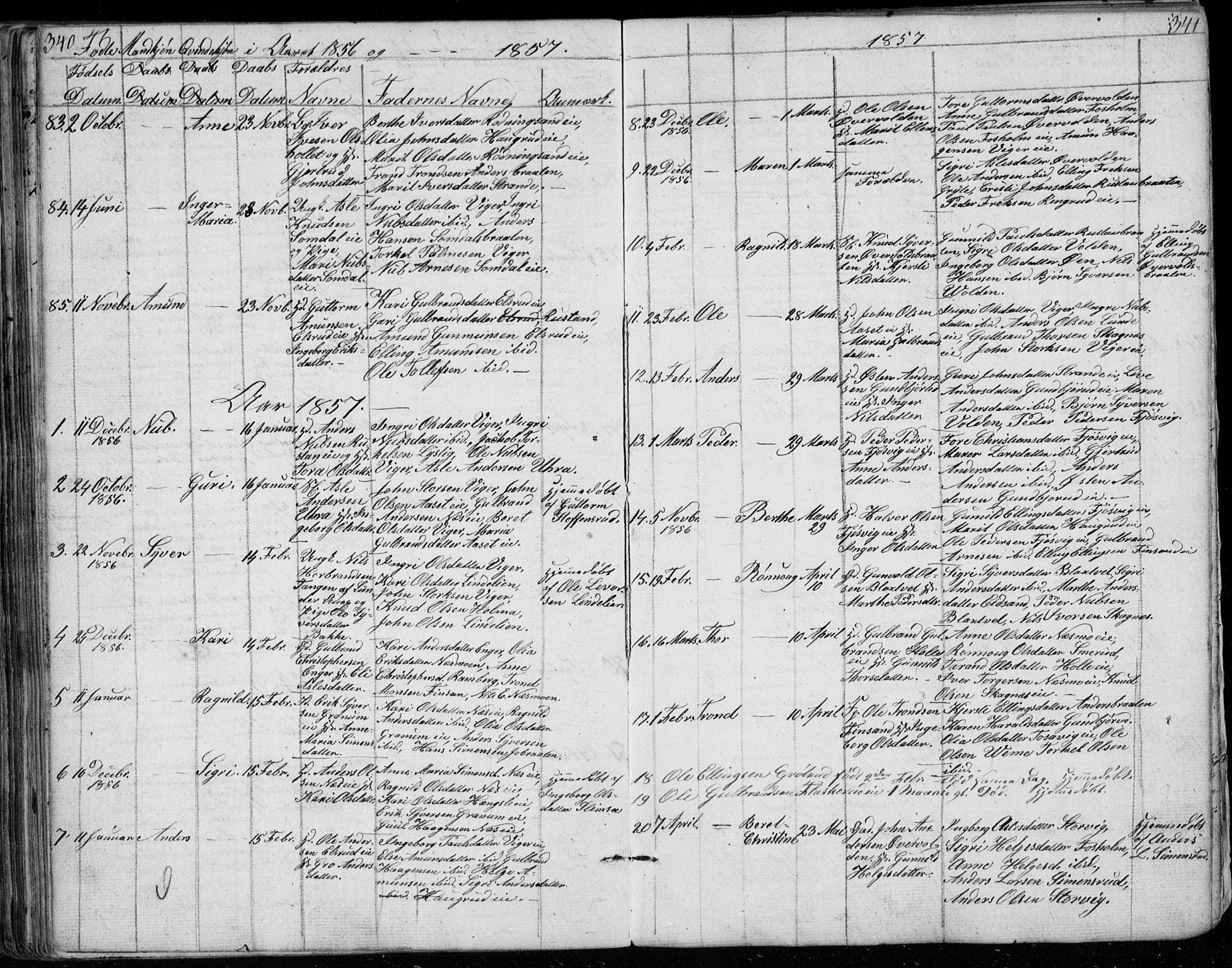 Ådal kirkebøker, SAKO/A-248/G/Ga/L0002: Parish register (copy) no. I 2, 1840-1861, p. 340-341