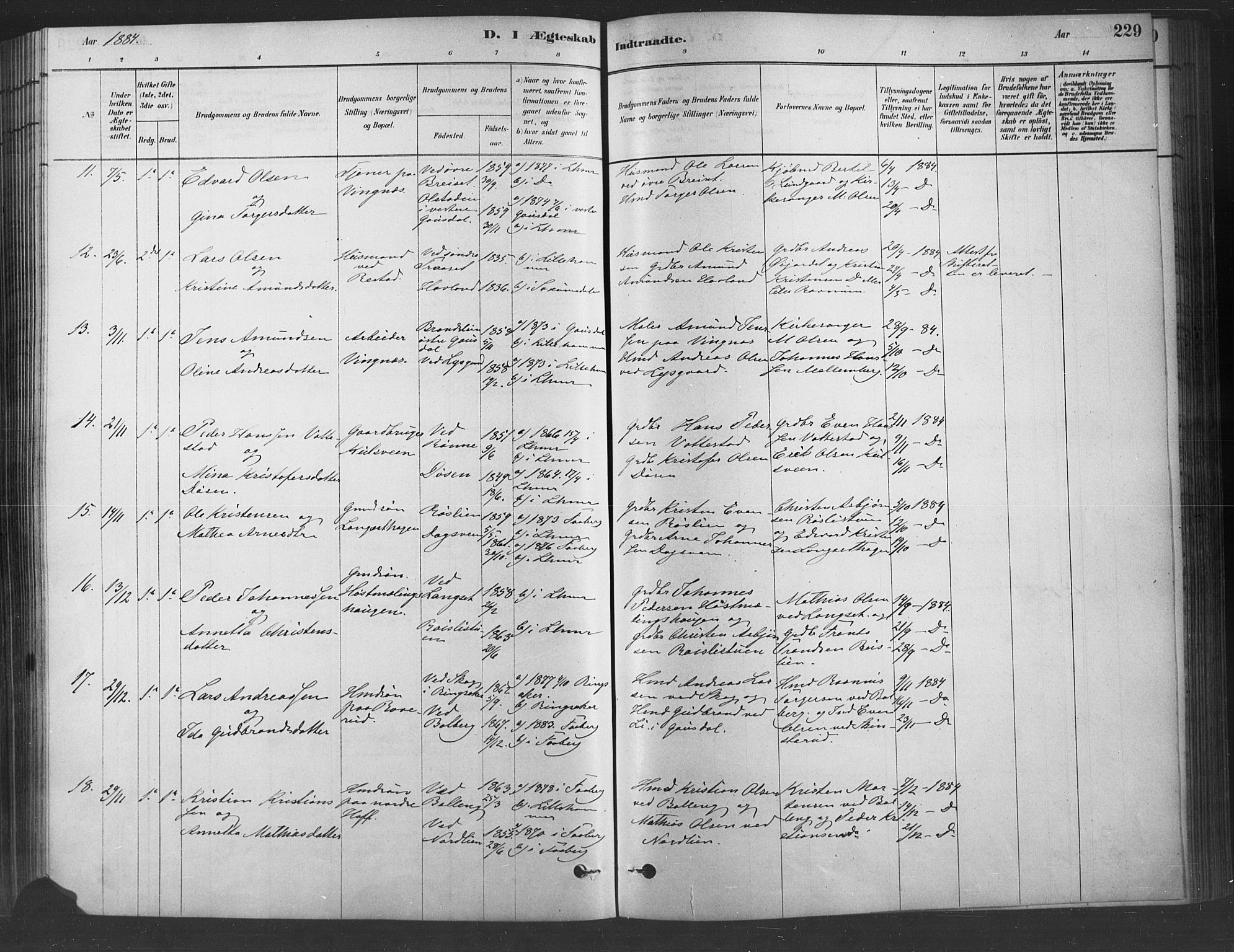 Fåberg prestekontor, AV/SAH-PREST-086/H/Ha/Haa/L0009: Parish register (official) no. 9, 1879-1898, p. 229