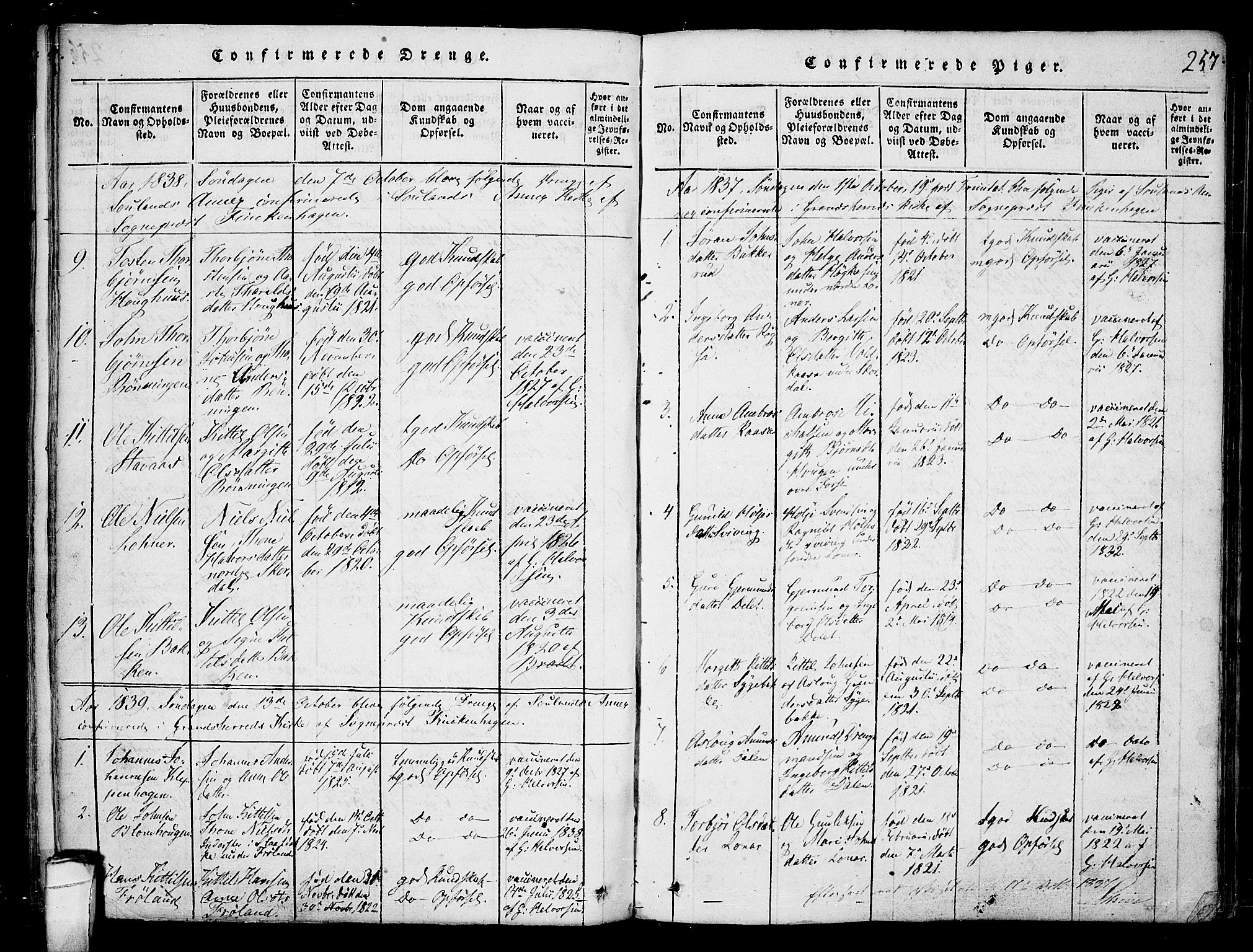 Hjartdal kirkebøker, AV/SAKO-A-270/F/Fb/L0001: Parish register (official) no. II 1, 1815-1843, p. 257