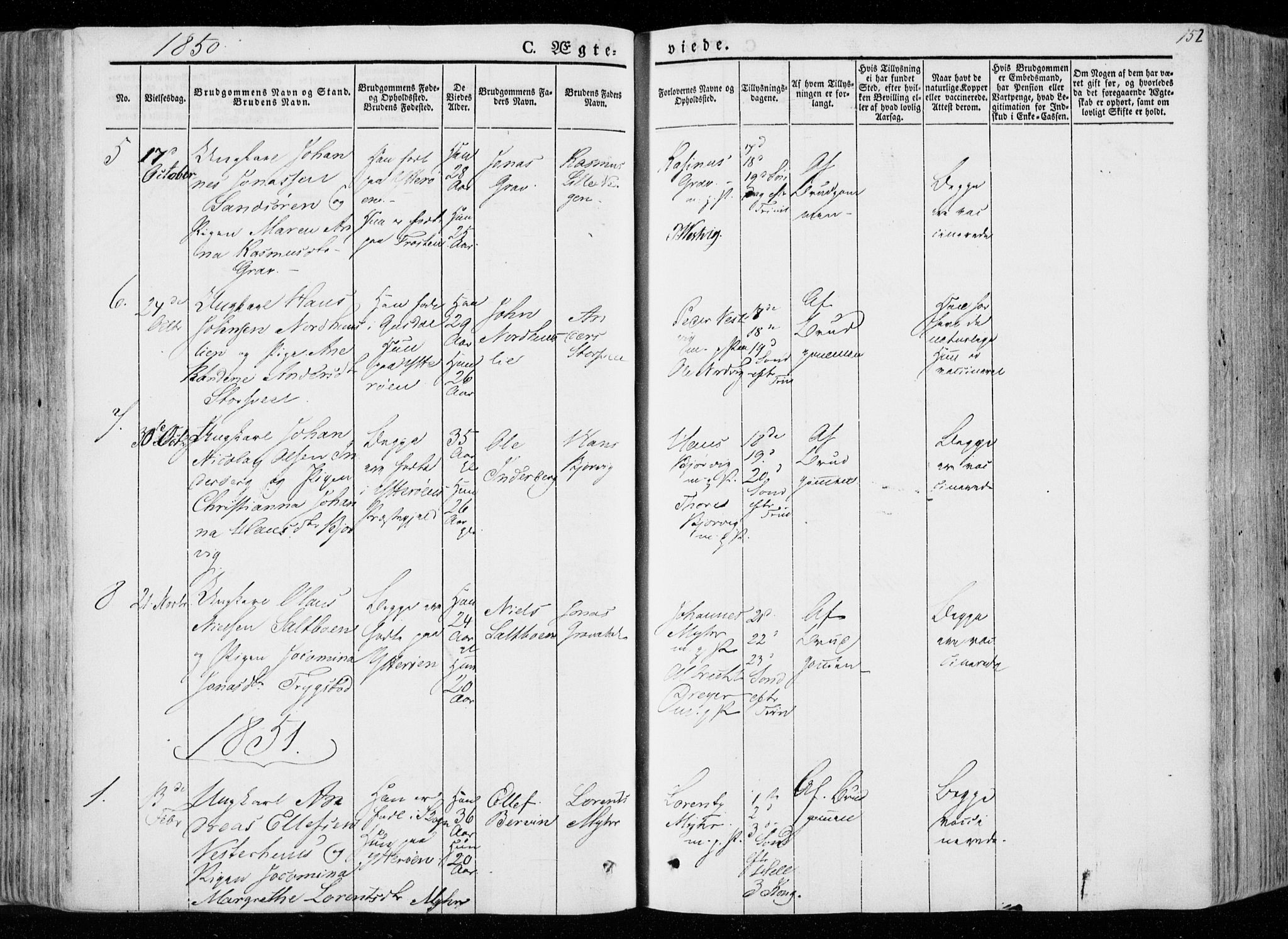 Ministerialprotokoller, klokkerbøker og fødselsregistre - Nord-Trøndelag, SAT/A-1458/722/L0218: Parish register (official) no. 722A05, 1843-1868, p. 152