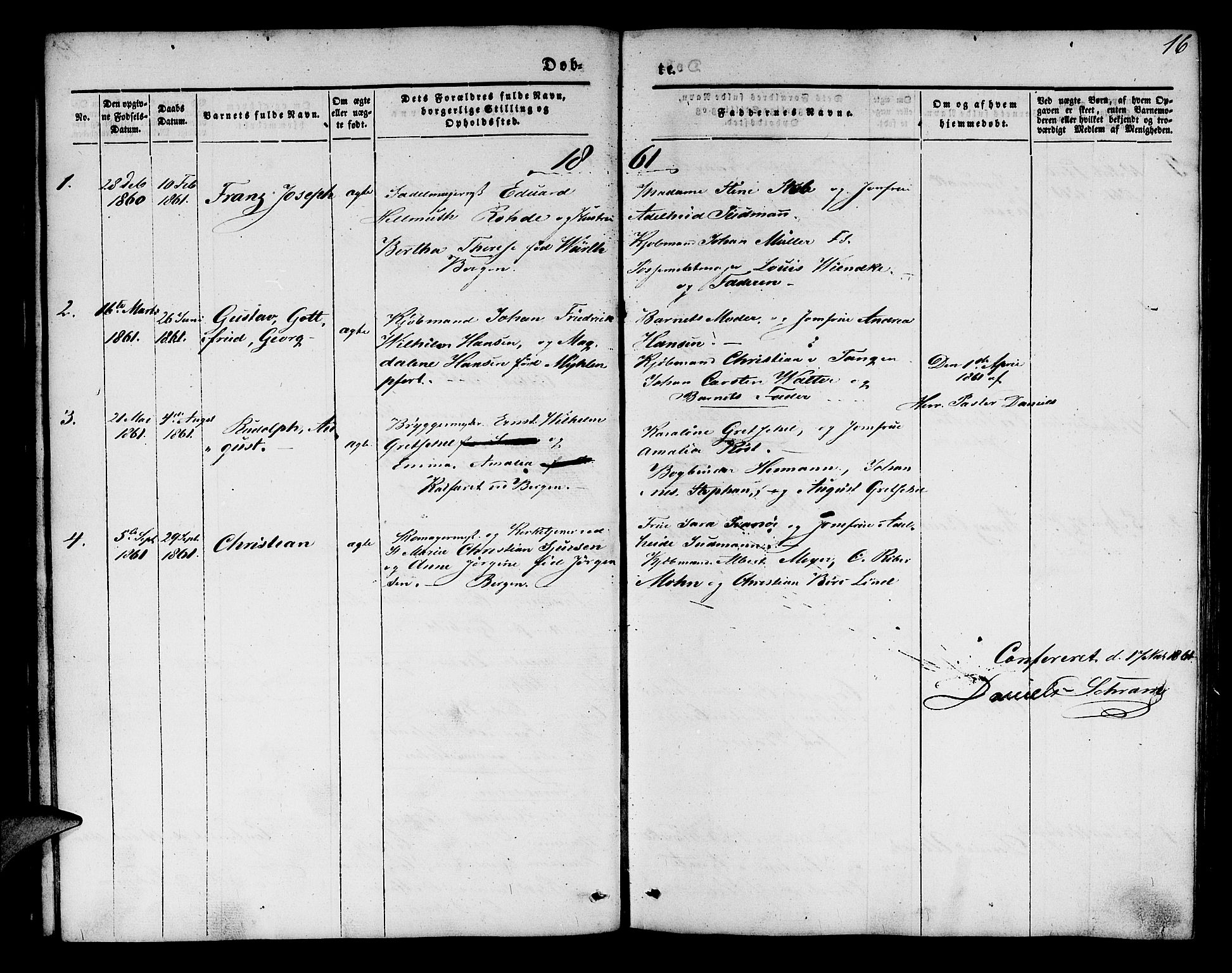 Mariakirken Sokneprestembete, SAB/A-76901/H/Hab/L0002: Parish register (copy) no. A 2, 1846-1862, p. 16