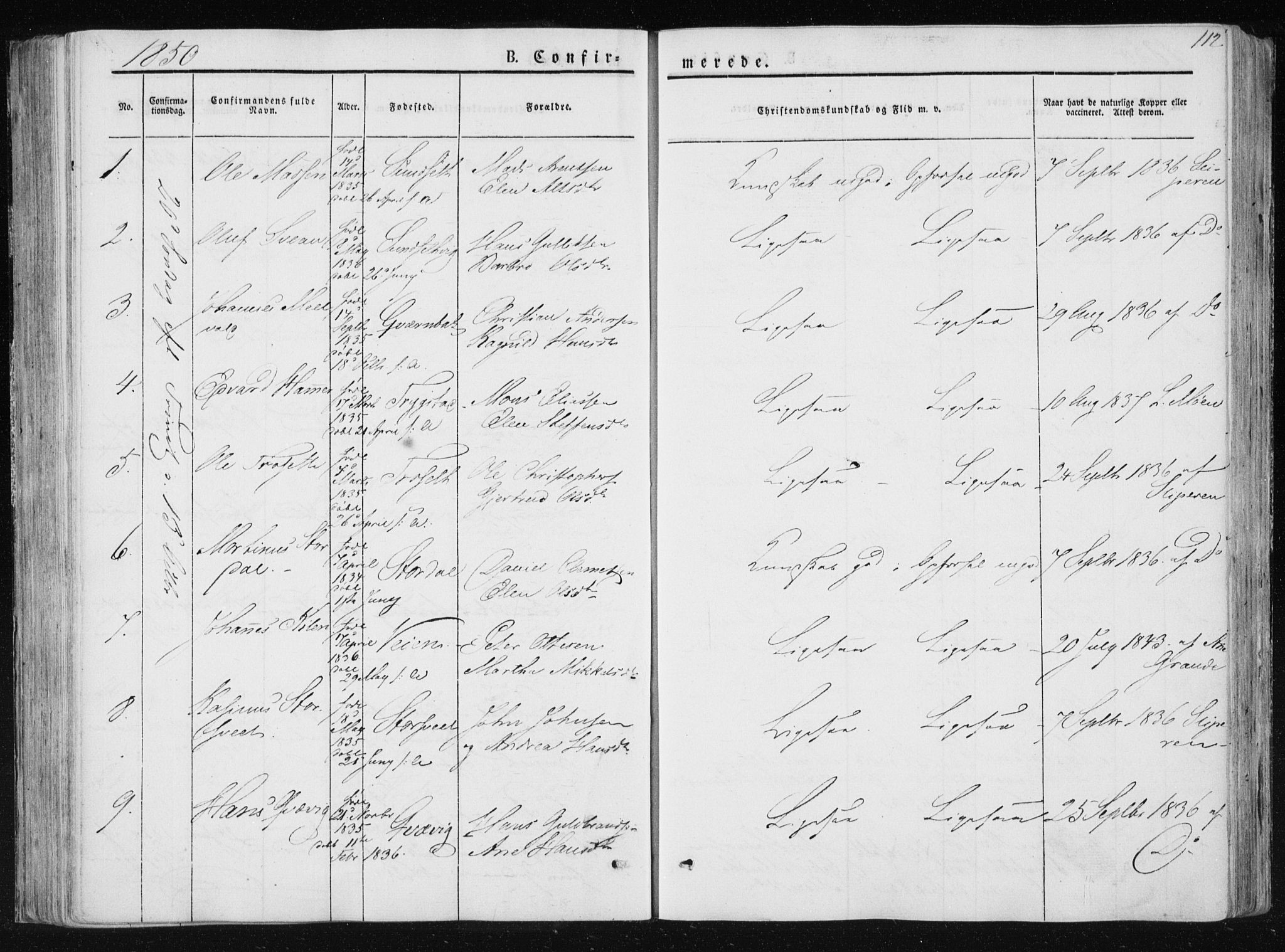 Ministerialprotokoller, klokkerbøker og fødselsregistre - Nord-Trøndelag, AV/SAT-A-1458/733/L0323: Parish register (official) no. 733A02, 1843-1870, p. 112