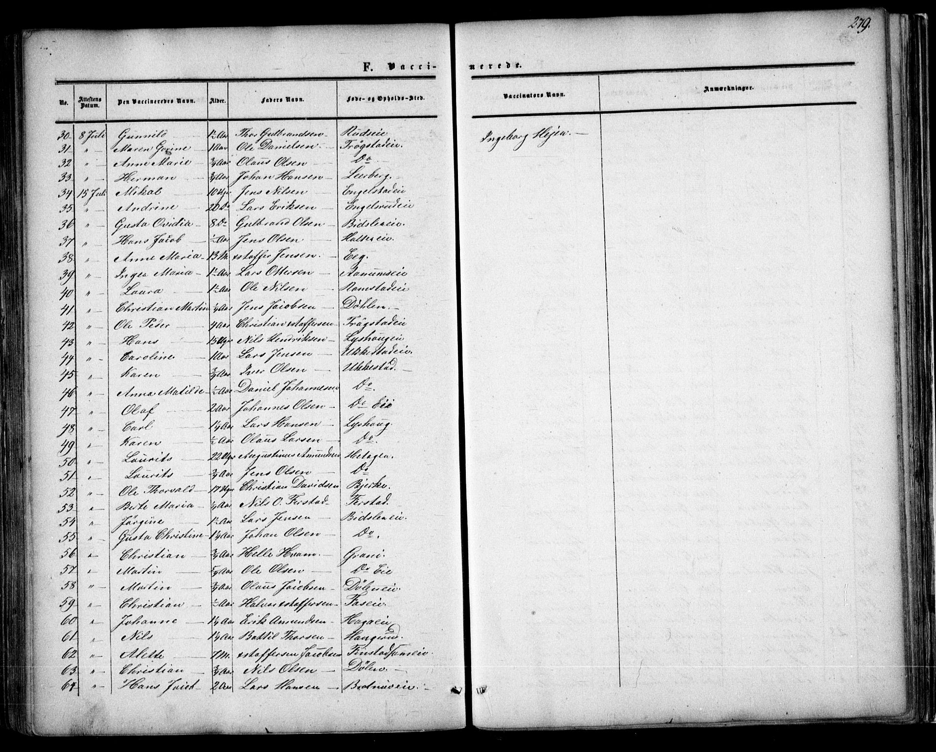 Nannestad prestekontor Kirkebøker, AV/SAO-A-10414a/F/Fa/L0012: Parish register (official) no. I 12, 1860-1872, p. 279