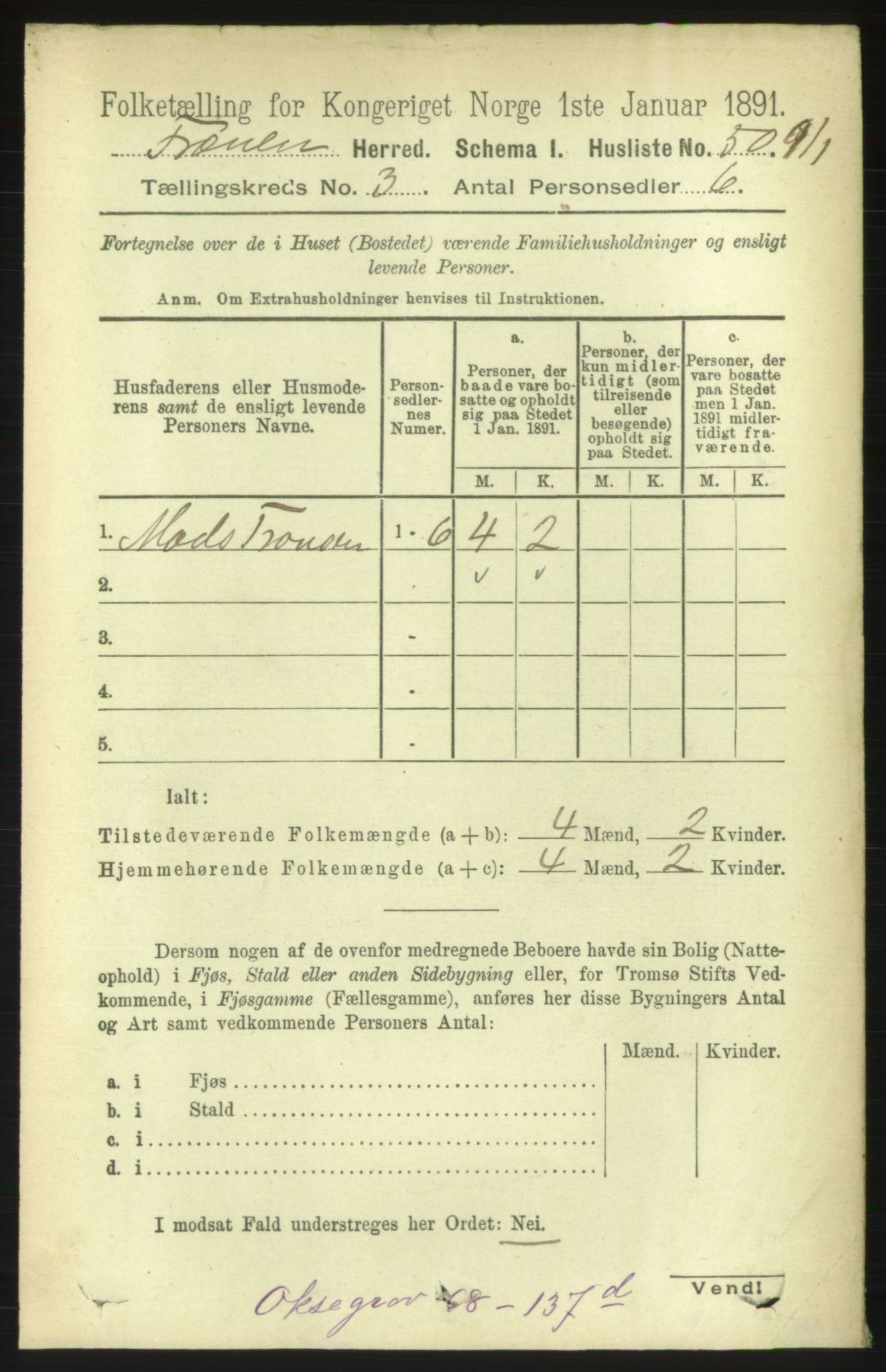 RA, 1891 census for 1548 Fræna, 1891, p. 729