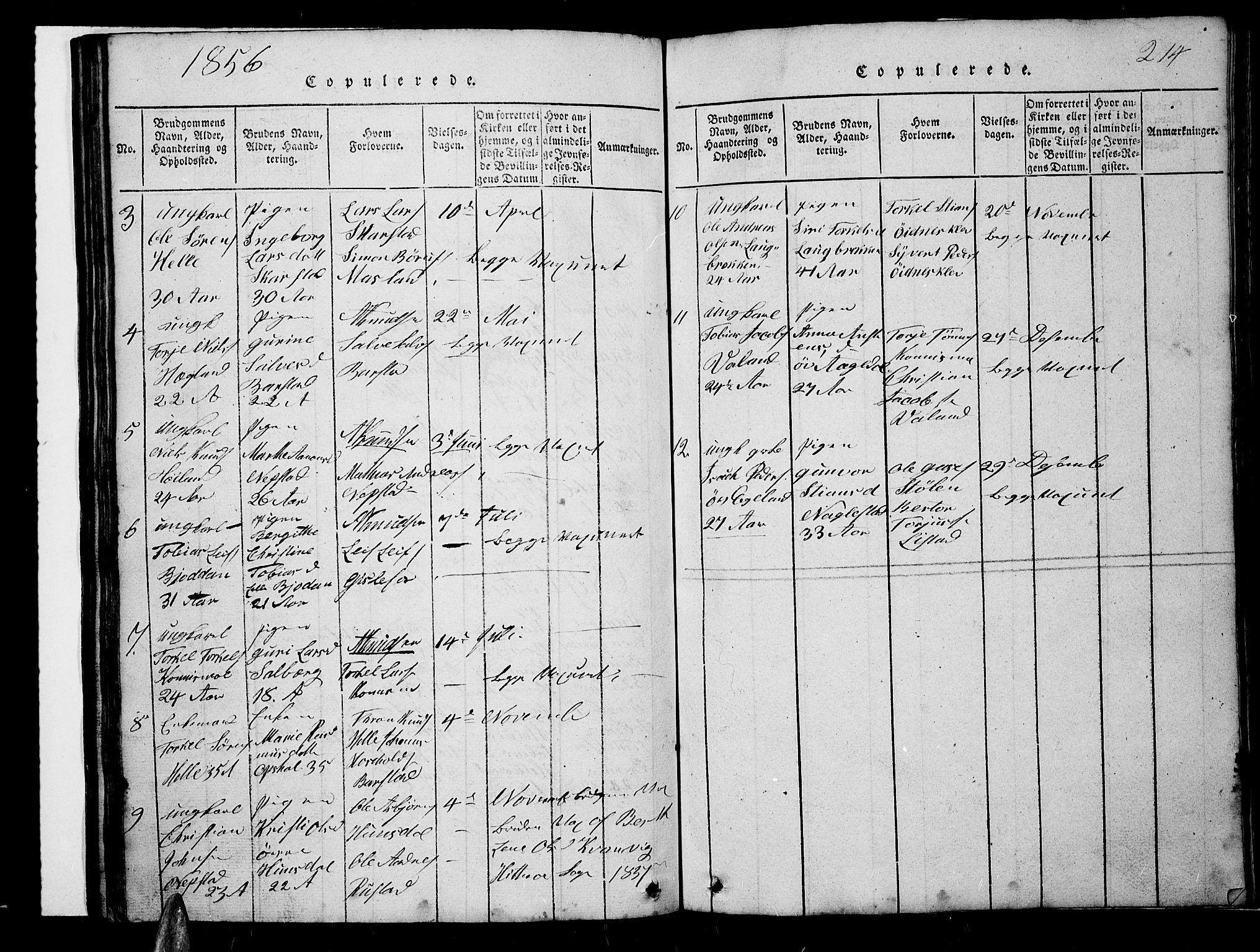 Nord-Audnedal sokneprestkontor, SAK/1111-0032/F/Fb/Fba/L0001: Parish register (copy) no. B 1, 1815-1856, p. 214