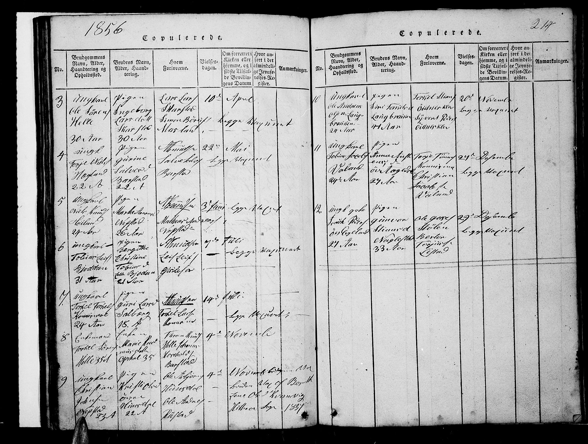 Nord-Audnedal sokneprestkontor, AV/SAK-1111-0032/F/Fb/Fba/L0001: Parish register (copy) no. B 1, 1815-1856, p. 214