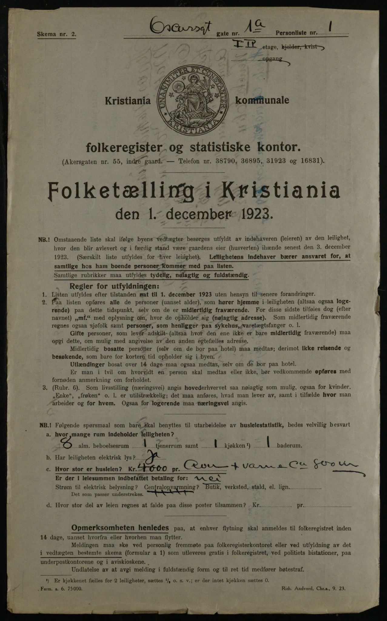 OBA, Municipal Census 1923 for Kristiania, 1923, p. 83992