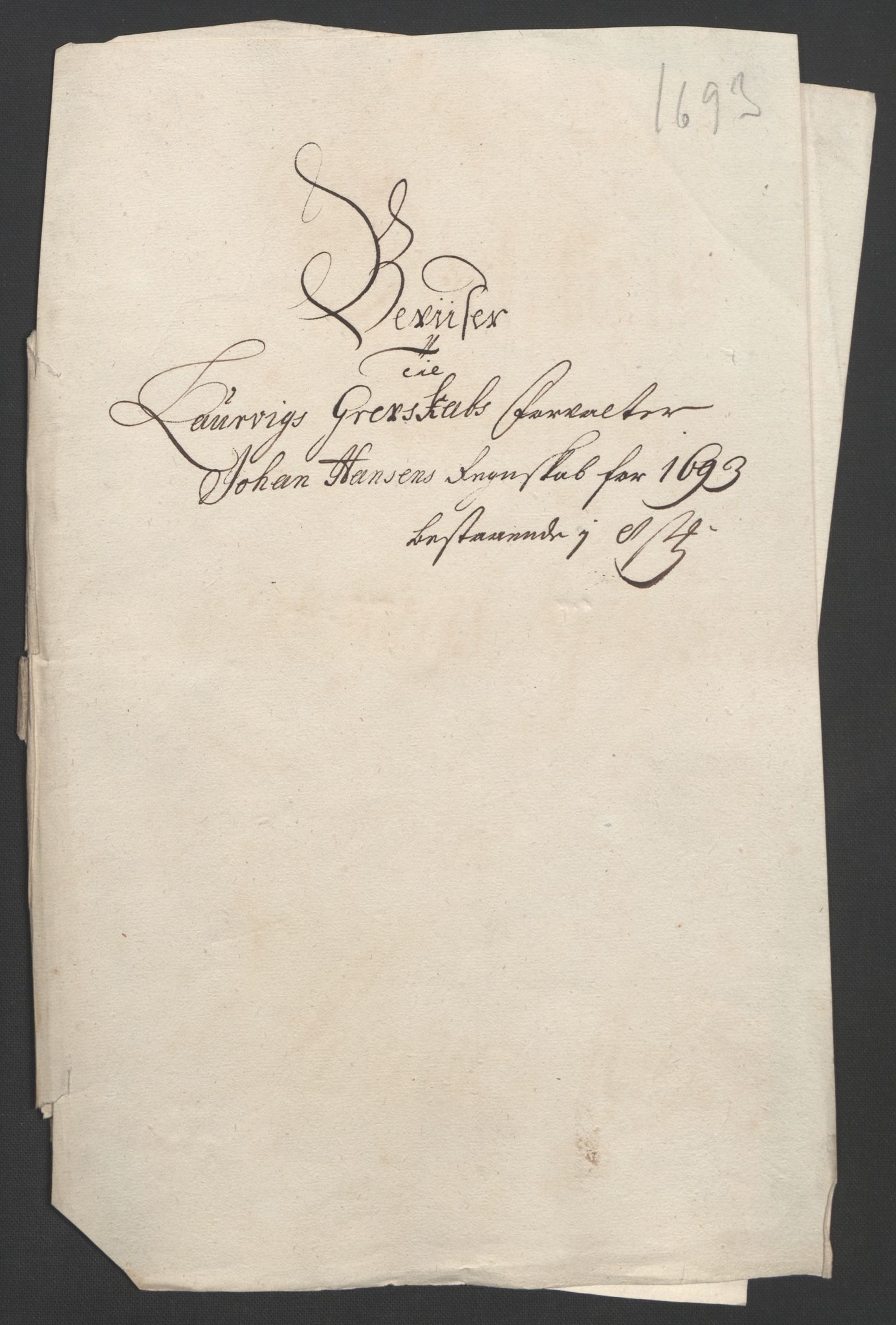 Rentekammeret inntil 1814, Reviderte regnskaper, Fogderegnskap, RA/EA-4092/R33/L1974: Fogderegnskap Larvik grevskap, 1693-1695, p. 64
