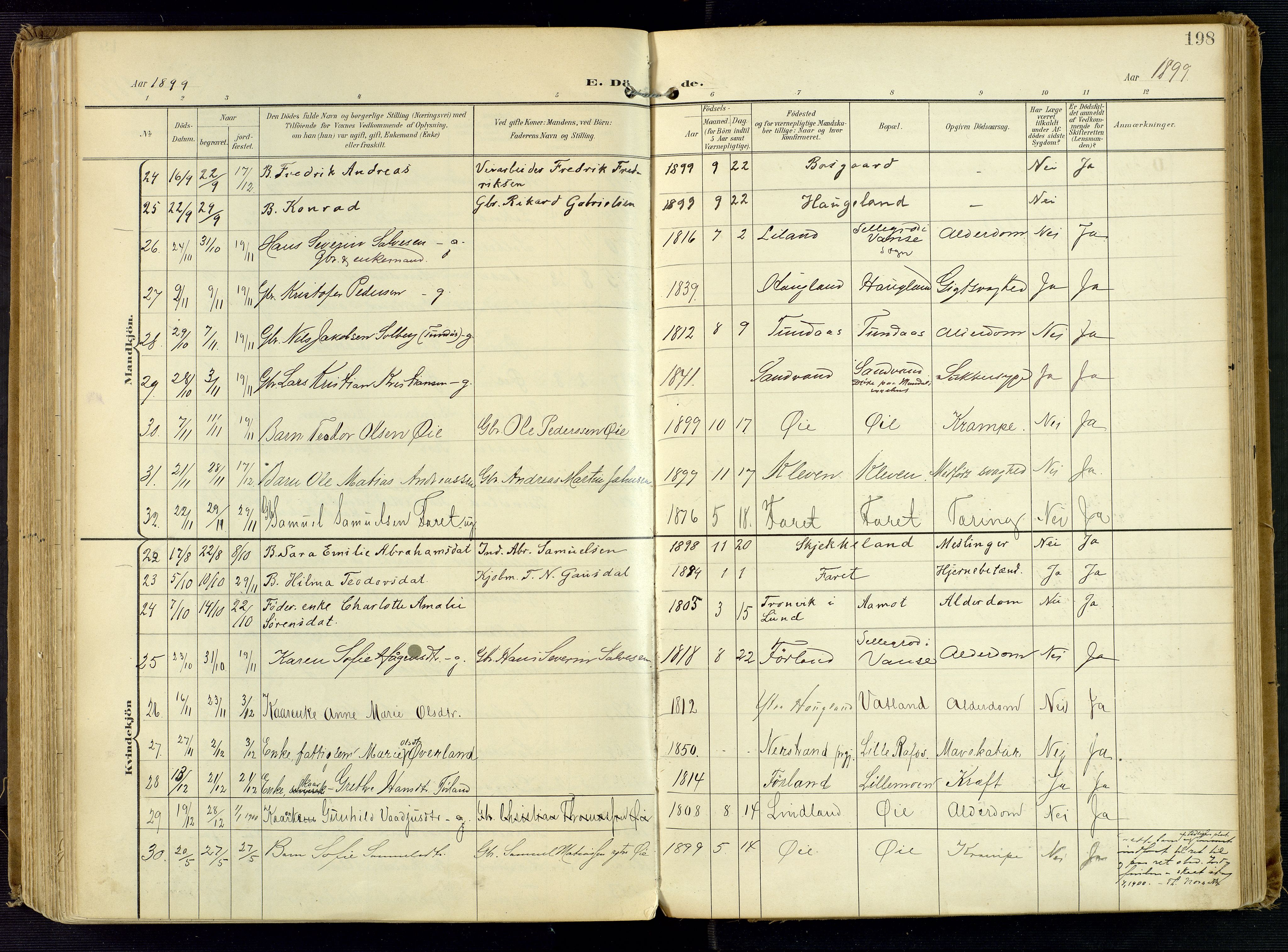 Kvinesdal sokneprestkontor, AV/SAK-1111-0026/F/Fa/Fab/L0009: Parish register (official) no. A 9, 1898-1915, p. 198