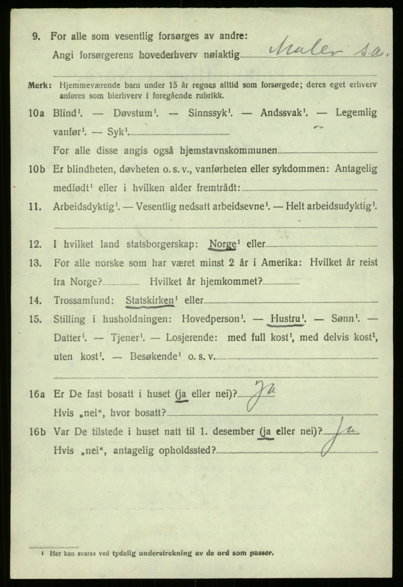 SAB, 1920 census for Lærdal, 1920, p. 2215