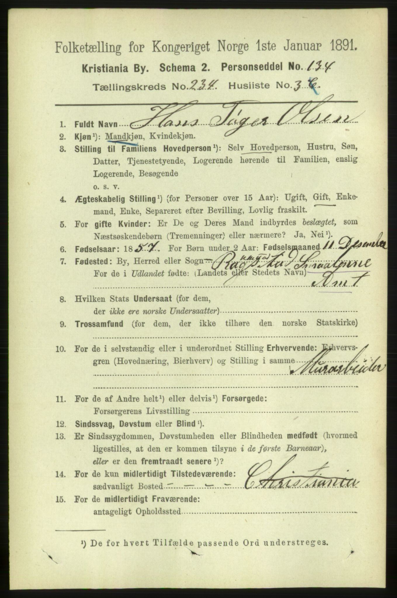 RA, 1891 census for 0301 Kristiania, 1891, p. 143595