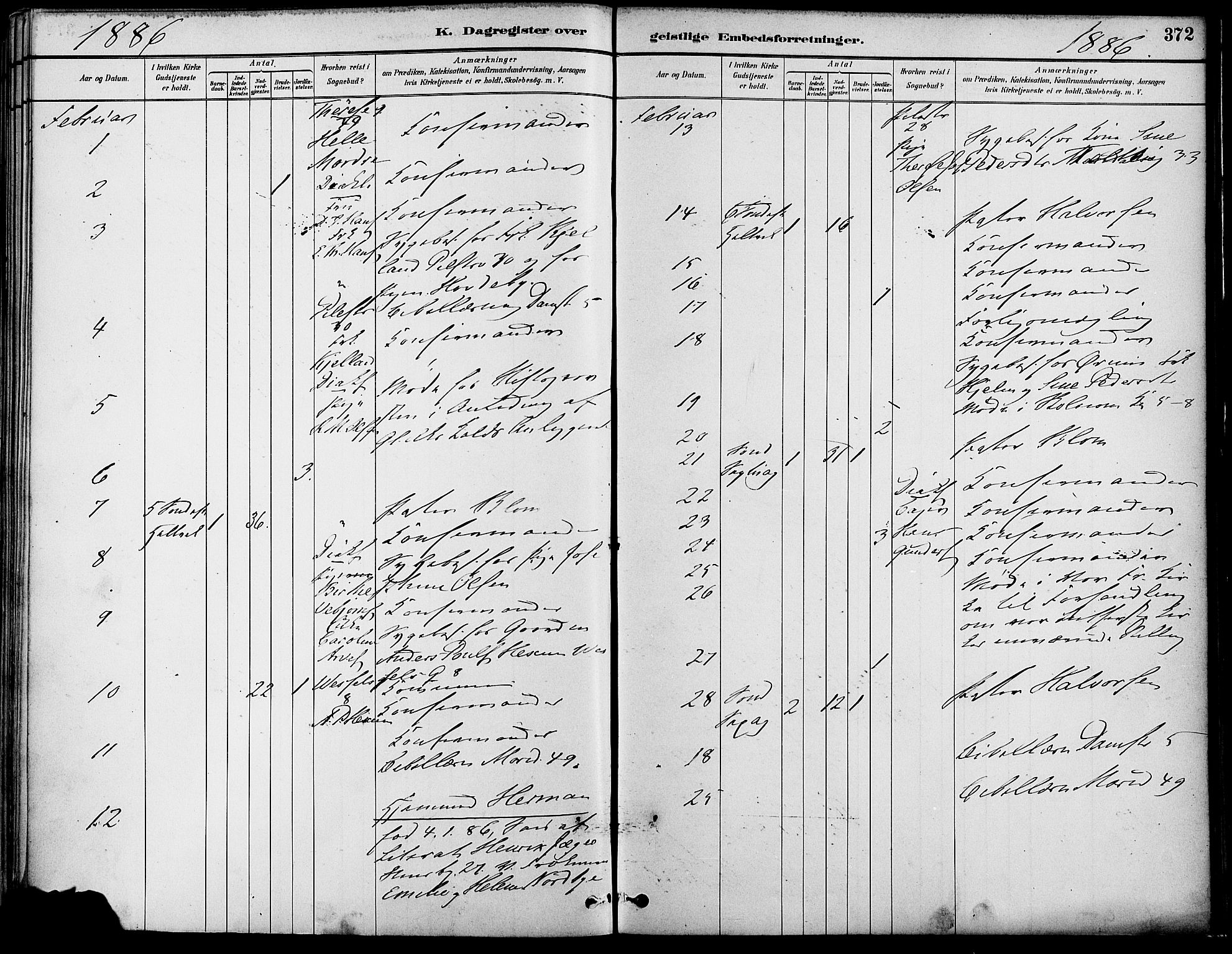 Gamle Aker prestekontor Kirkebøker, AV/SAO-A-10617a/F/L0007: Parish register (official) no. 7, 1882-1890, p. 372