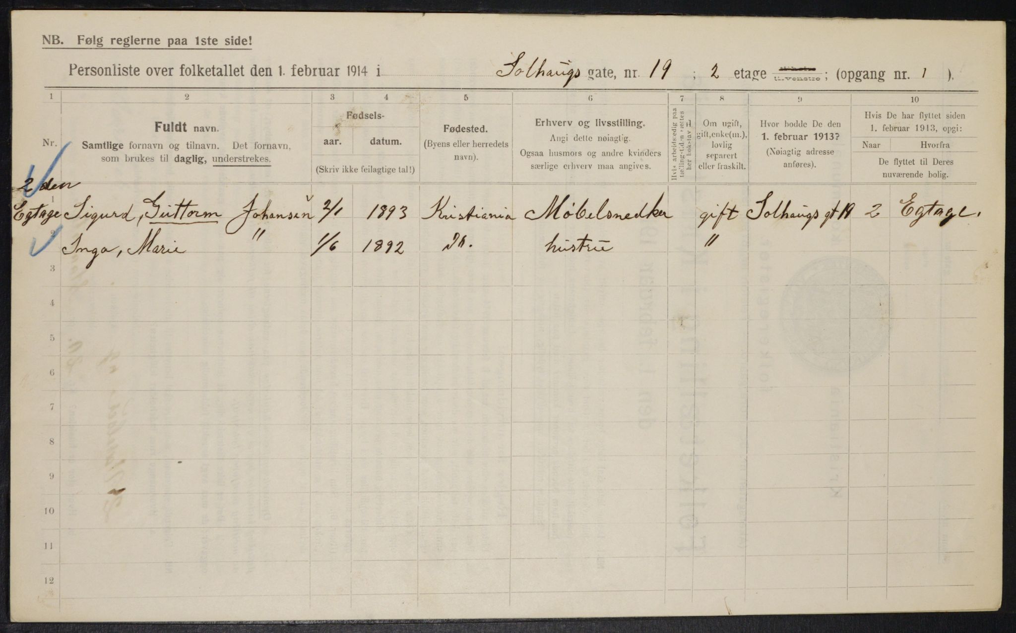 OBA, Municipal Census 1914 for Kristiania, 1914, p. 99379