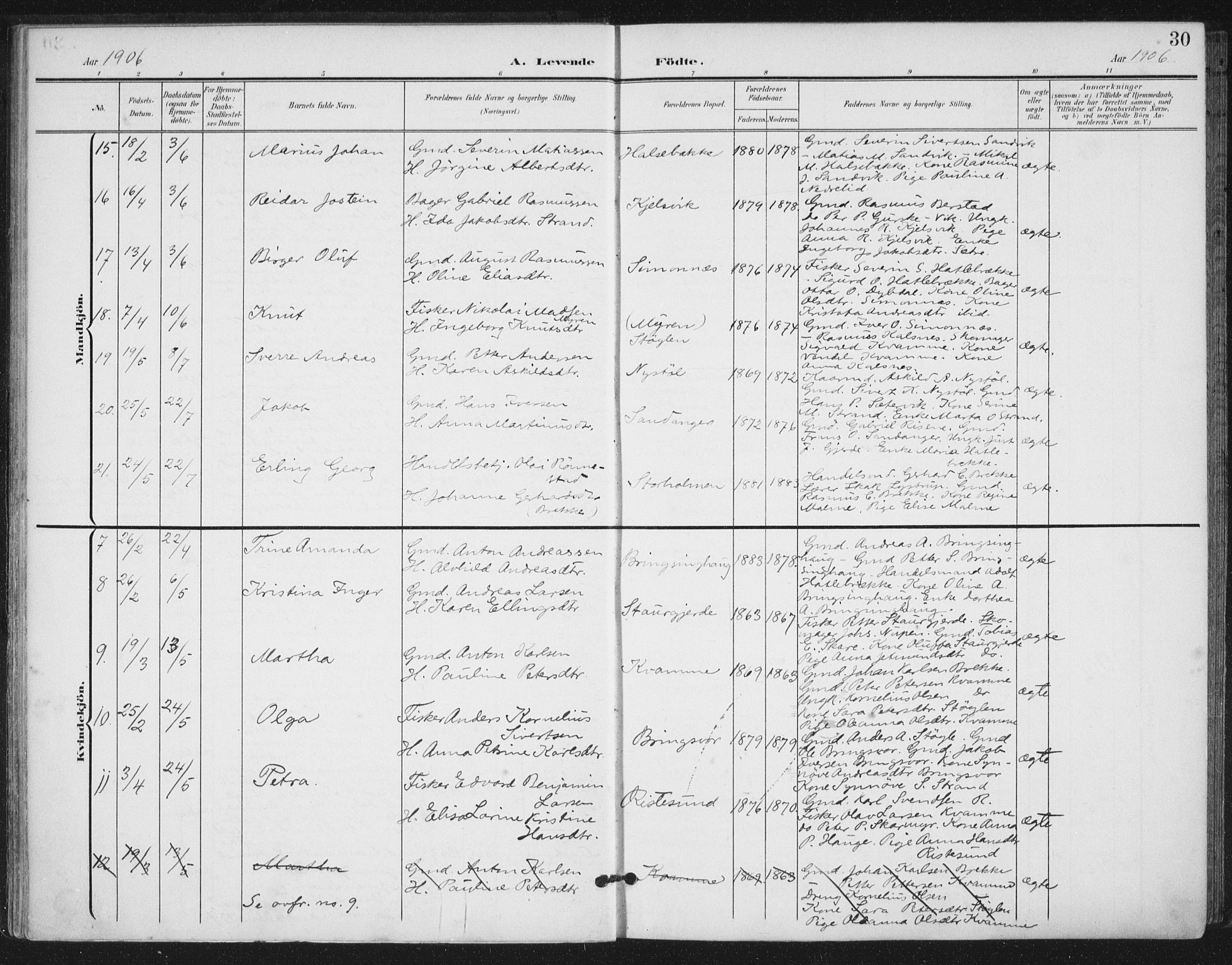 Ministerialprotokoller, klokkerbøker og fødselsregistre - Møre og Romsdal, AV/SAT-A-1454/503/L0038: Parish register (official) no. 503A06, 1901-1917, p. 30