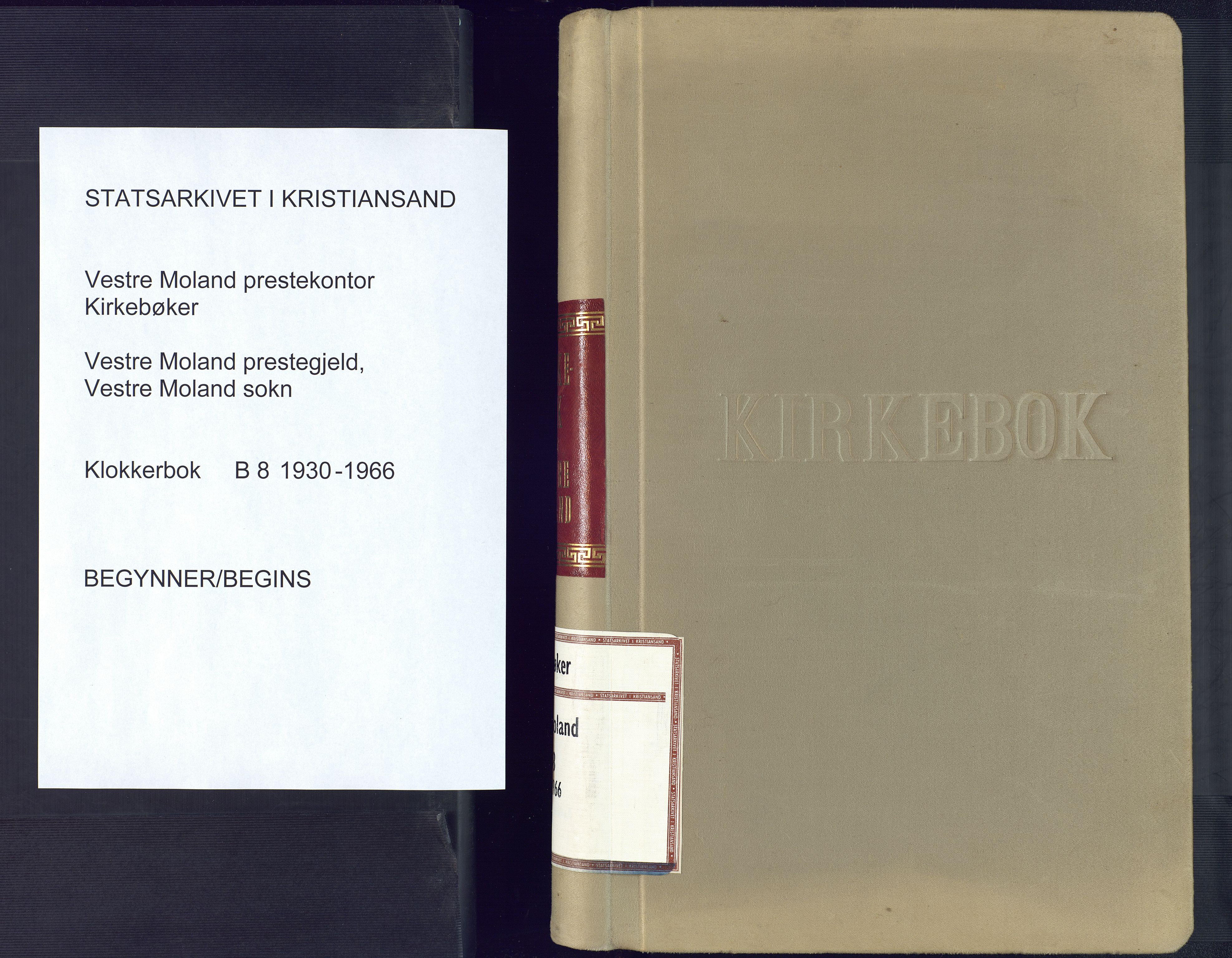 Vestre Moland sokneprestkontor, SAK/1111-0046/F/Fb/Fbb/L0008: Parish register (copy) no. B 8, 1930-1966