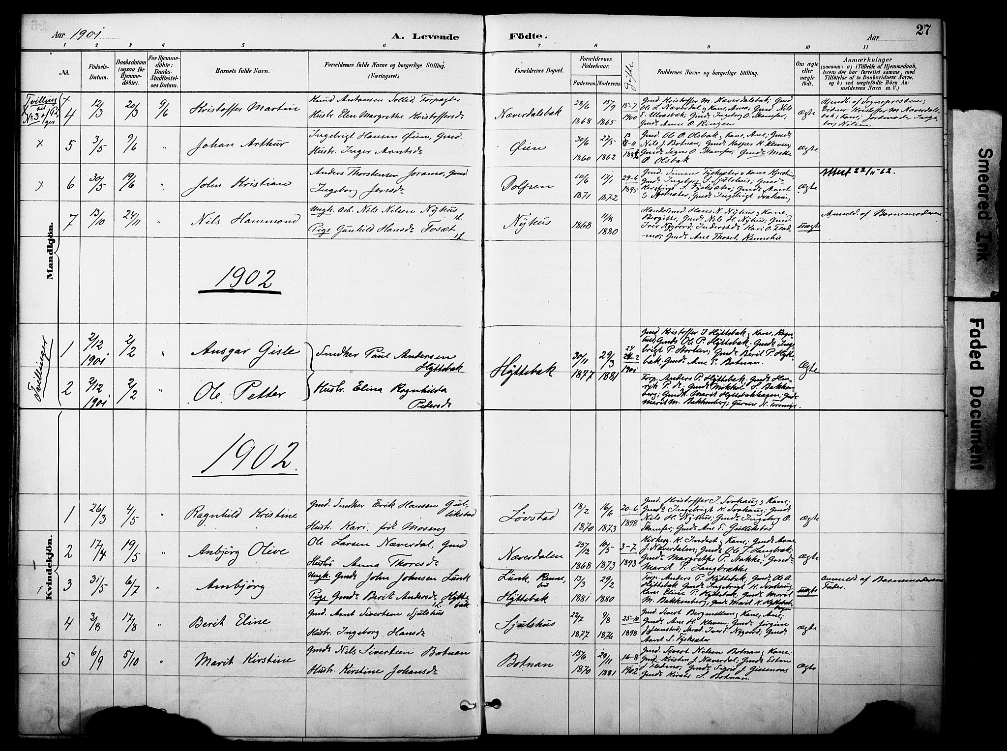 Kvikne prestekontor, AV/SAH-PREST-064/H/Ha/Haa/L0007: Parish register (official) no. 7, 1887-1911, p. 27