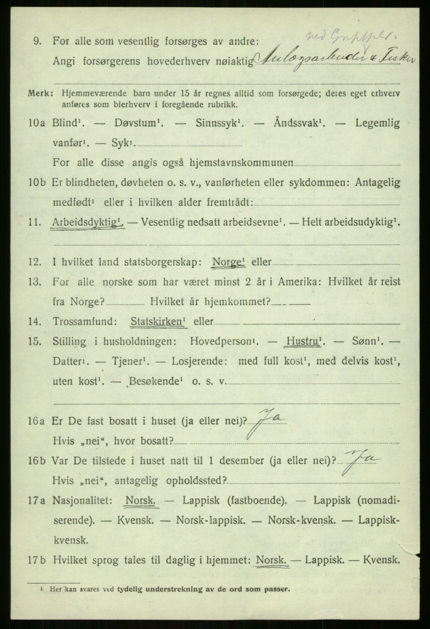 SATØ, 1920 census for Berg, 1920, p. 1719