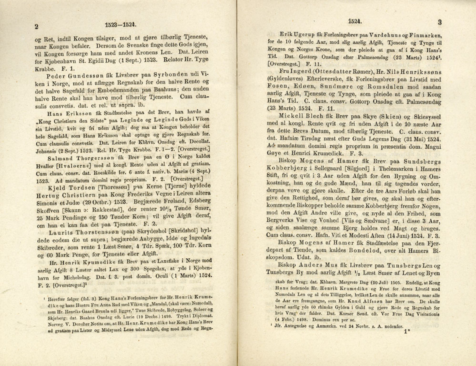 Publikasjoner utgitt av Det Norske Historiske Kildeskriftfond, PUBL/-/-/-: Norske Rigs-Registranter, bind 1, 1523-1571, p. 2-3
