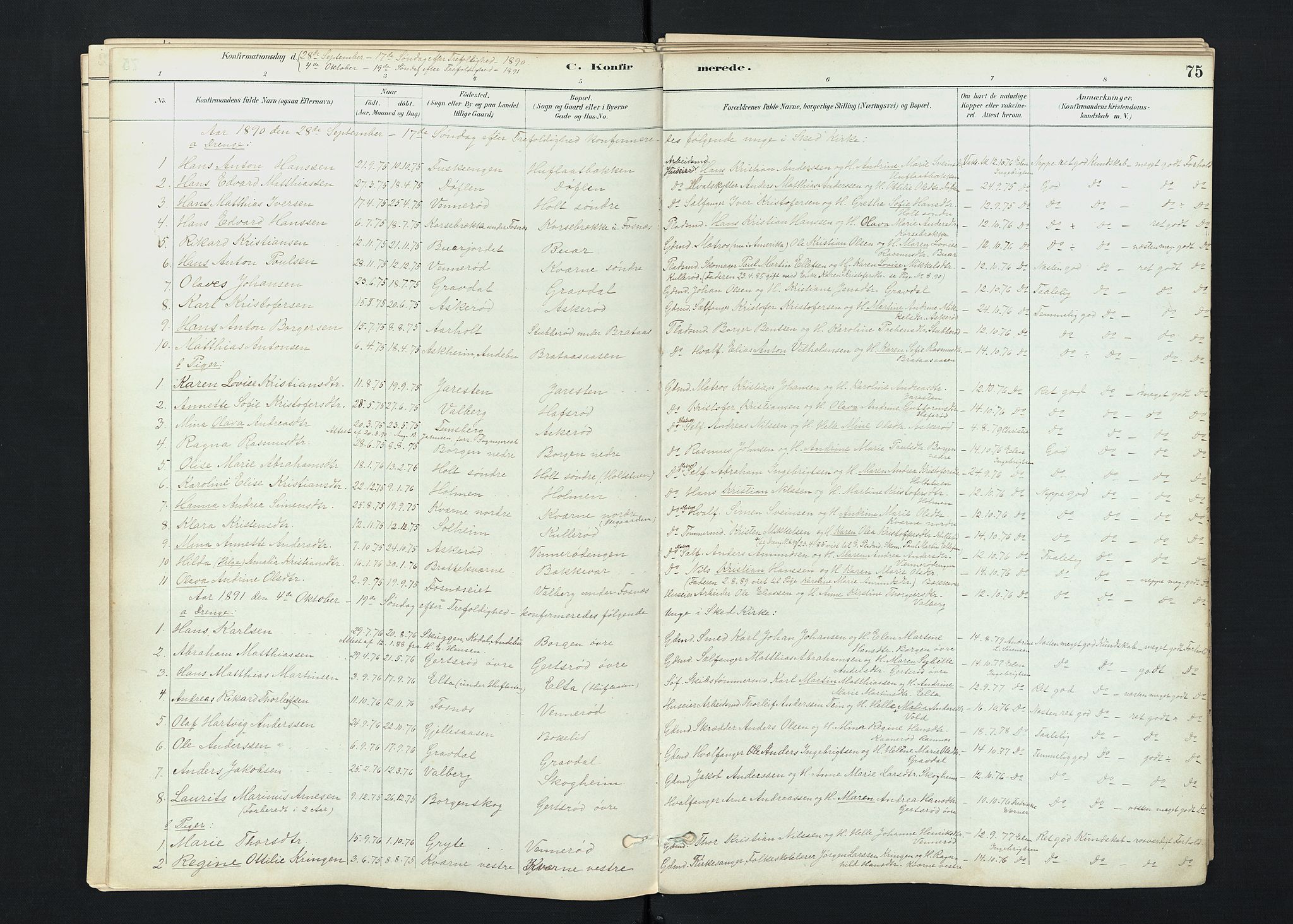 Stokke kirkebøker, SAKO/A-320/F/Fc/L0001: Parish register (official) no. III 1, 1884-1910, p. 75
